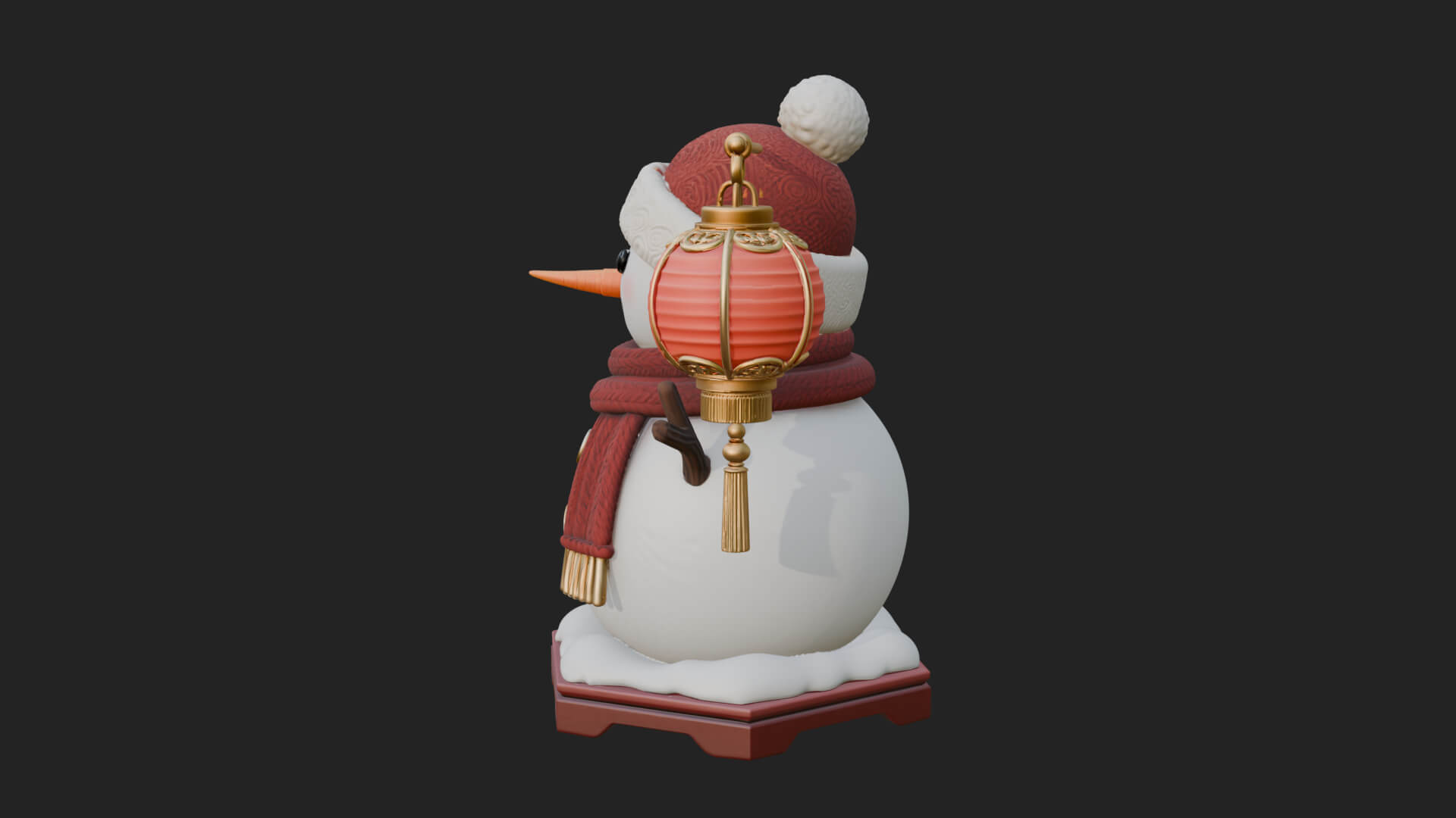 Knit Hat Snowman Statue Design 43 3D Print Model 3D Model