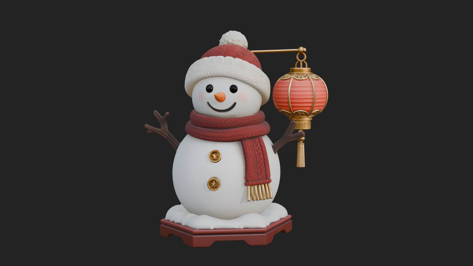 Knit Hat Snowman Statue Design 43 3D Print Model 3D Model