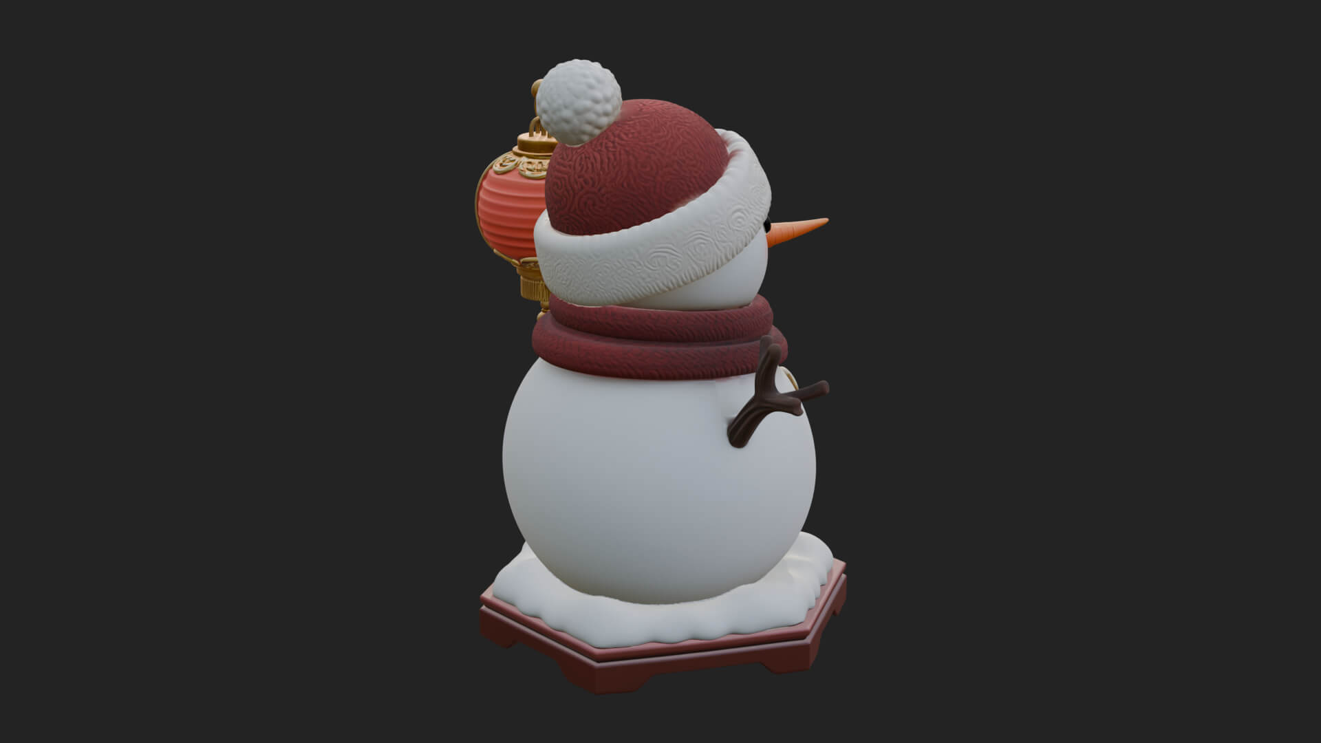 Knit Hat Snowman Statue Design 43 3D Print Model 3D Model