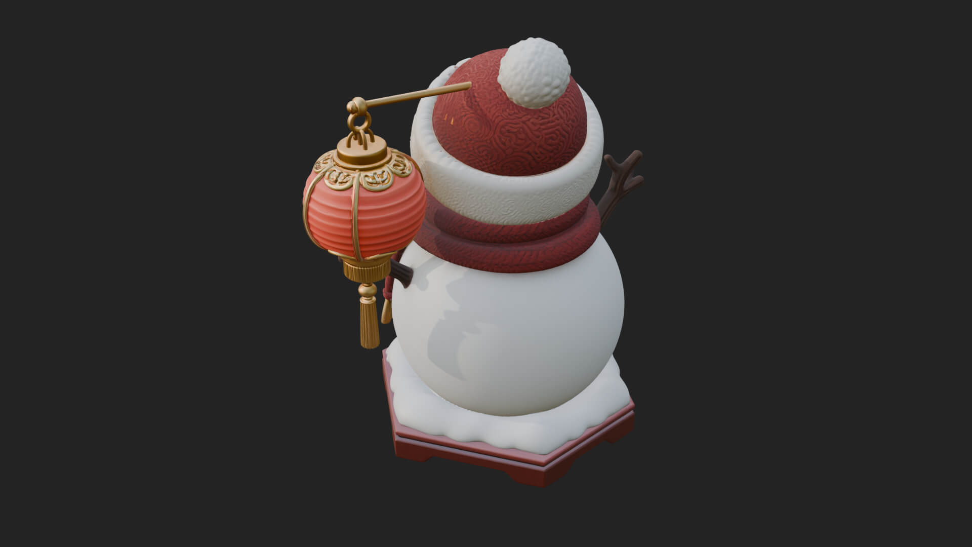 Knit Hat Snowman Statue Design 43 3D Print Model 3D Model