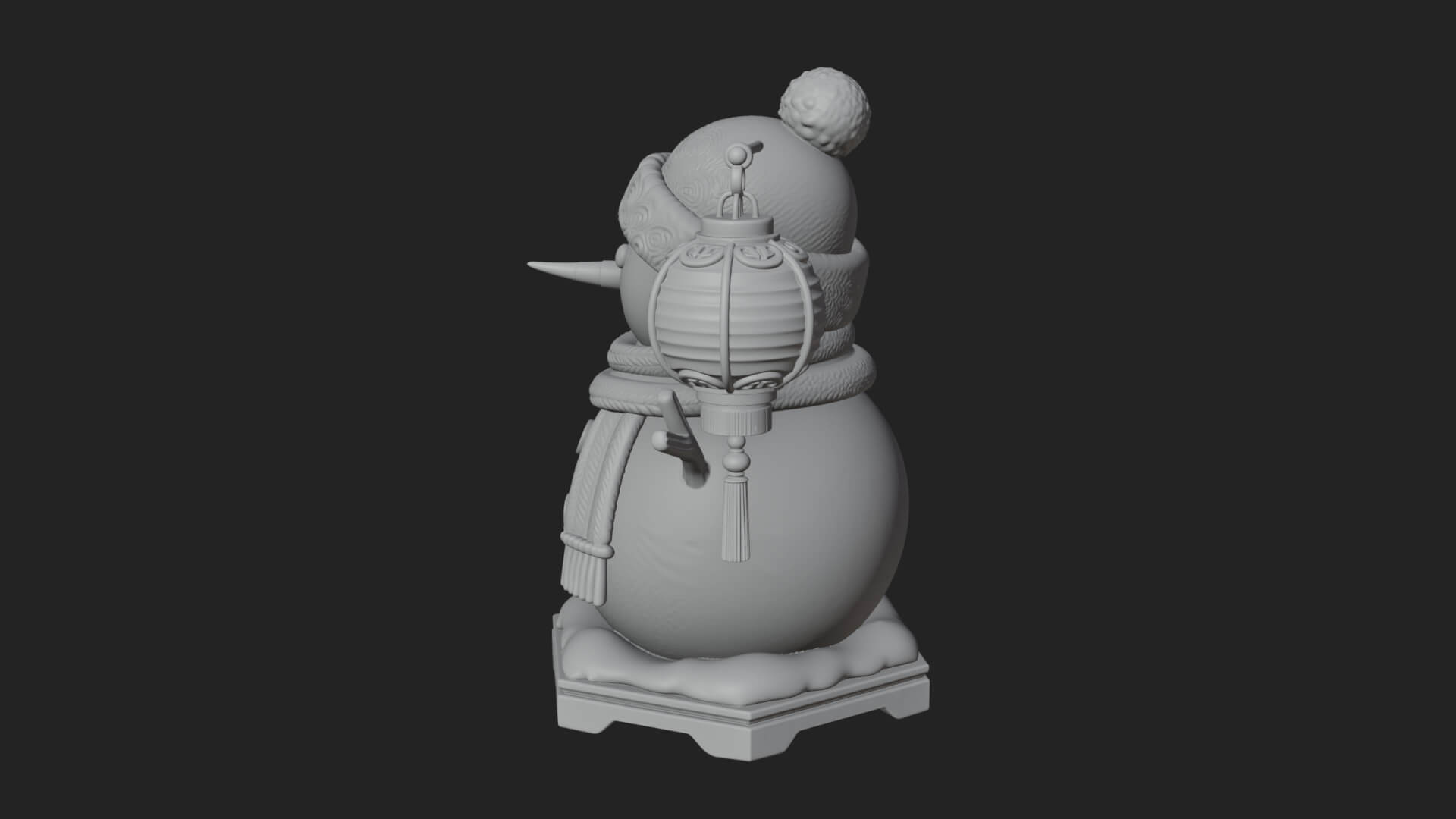 Knit Hat Snowman Statue Design 43 3D Print Model 3D Model