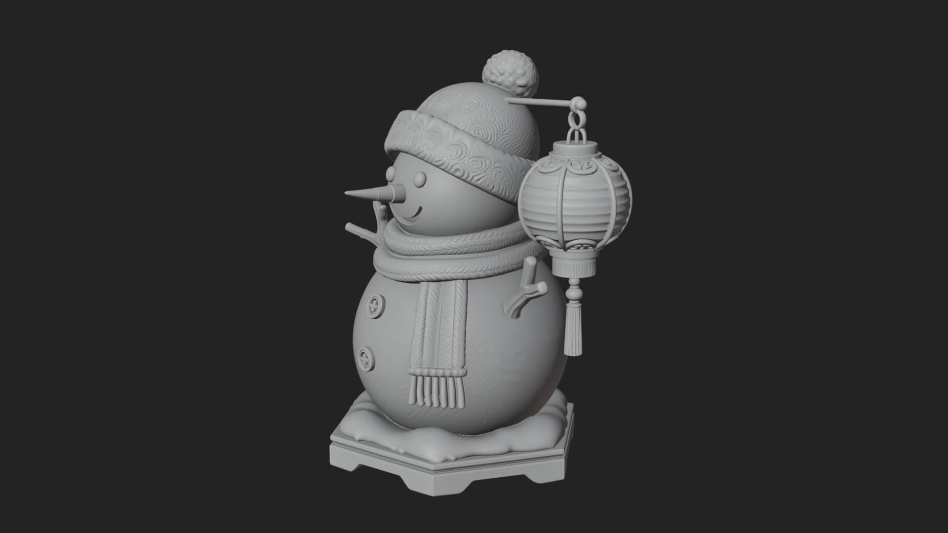 Knit Hat Snowman Statue Design 43 3D Print Model 3D Model
