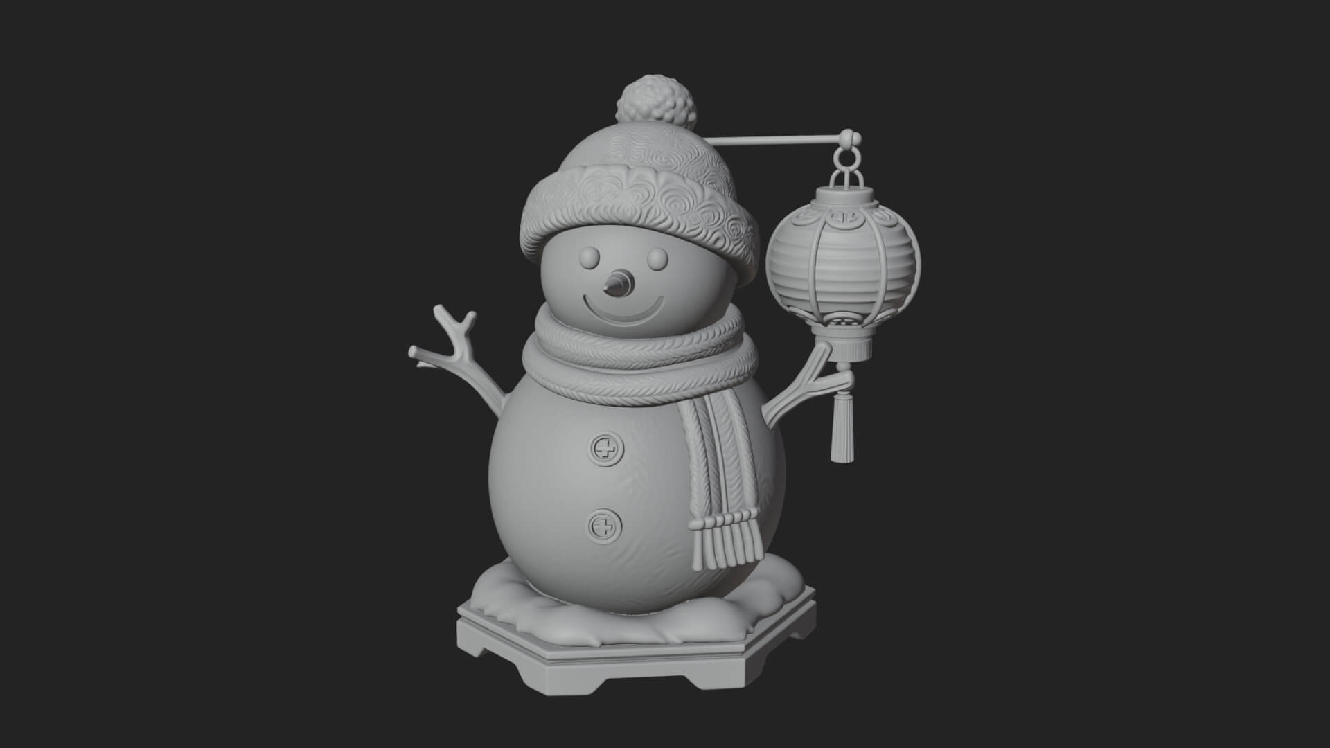 Knit Hat Snowman Statue Design 43 3D Print Model 3D Model