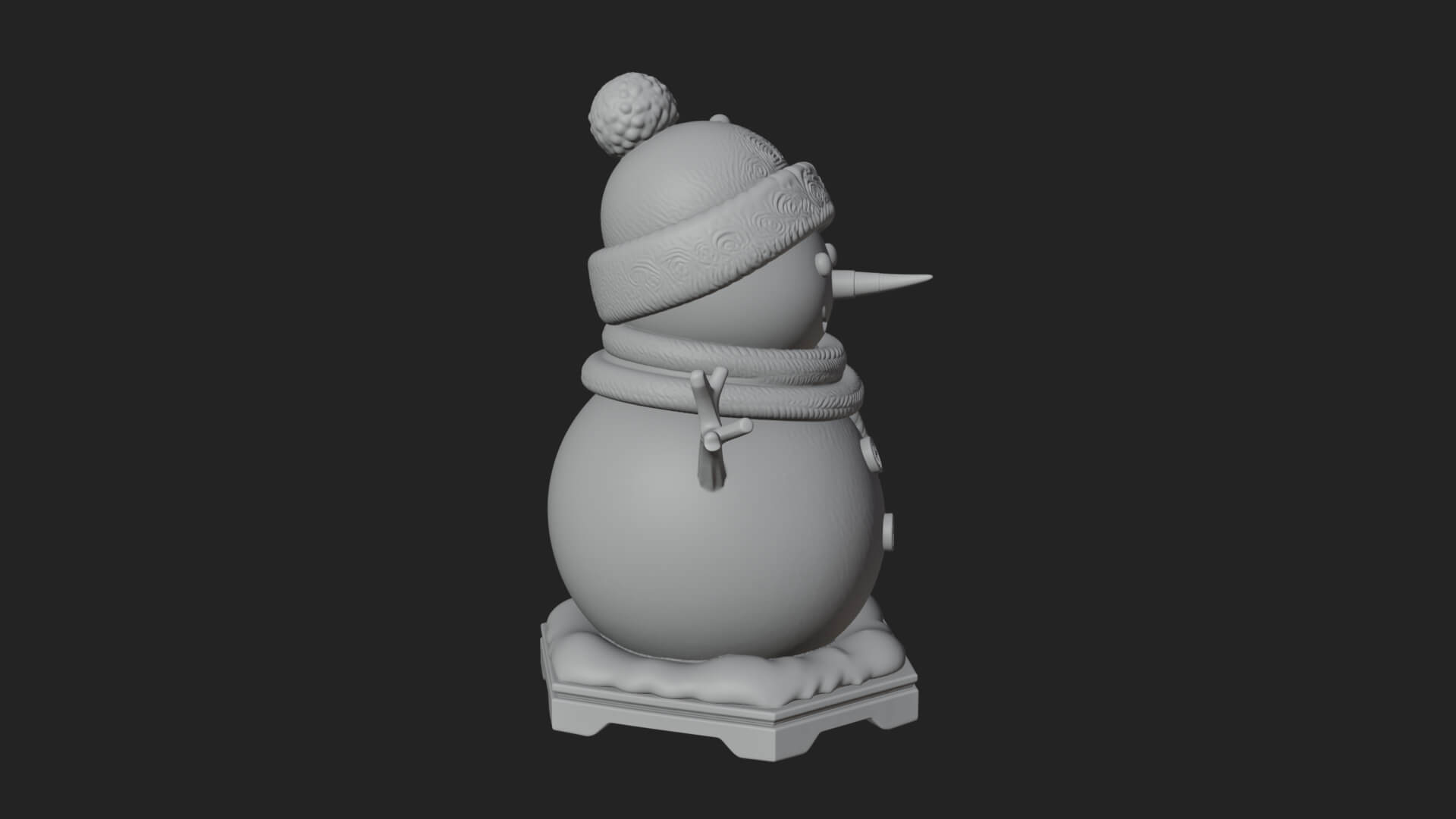 Knit Hat Snowman Statue Design 43 3D Print Model 3D Model