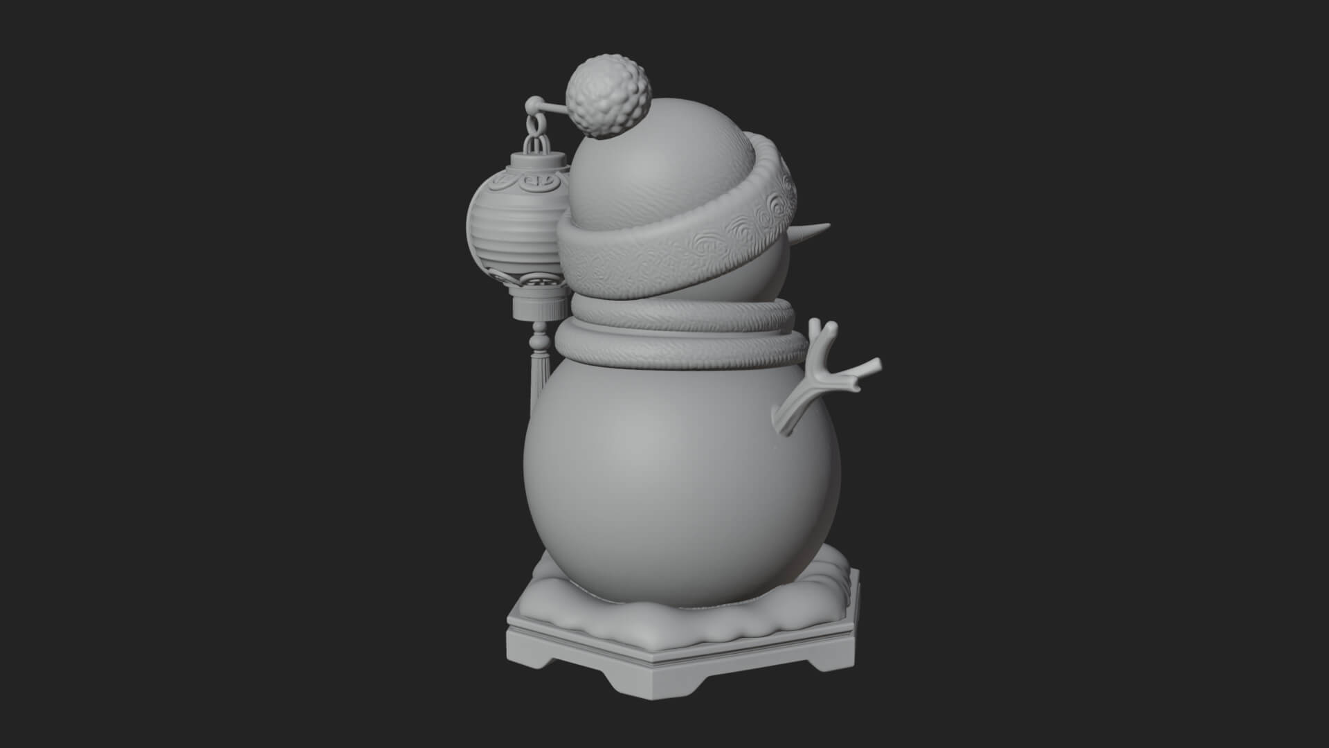 Knit Hat Snowman Statue Design 43 3D Print Model 3D Model