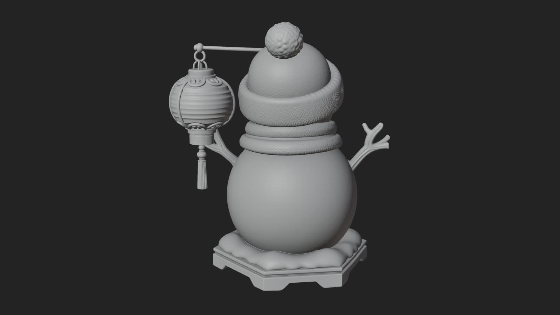 Knit Hat Snowman Statue Design 43 3D Print Model 3D Model