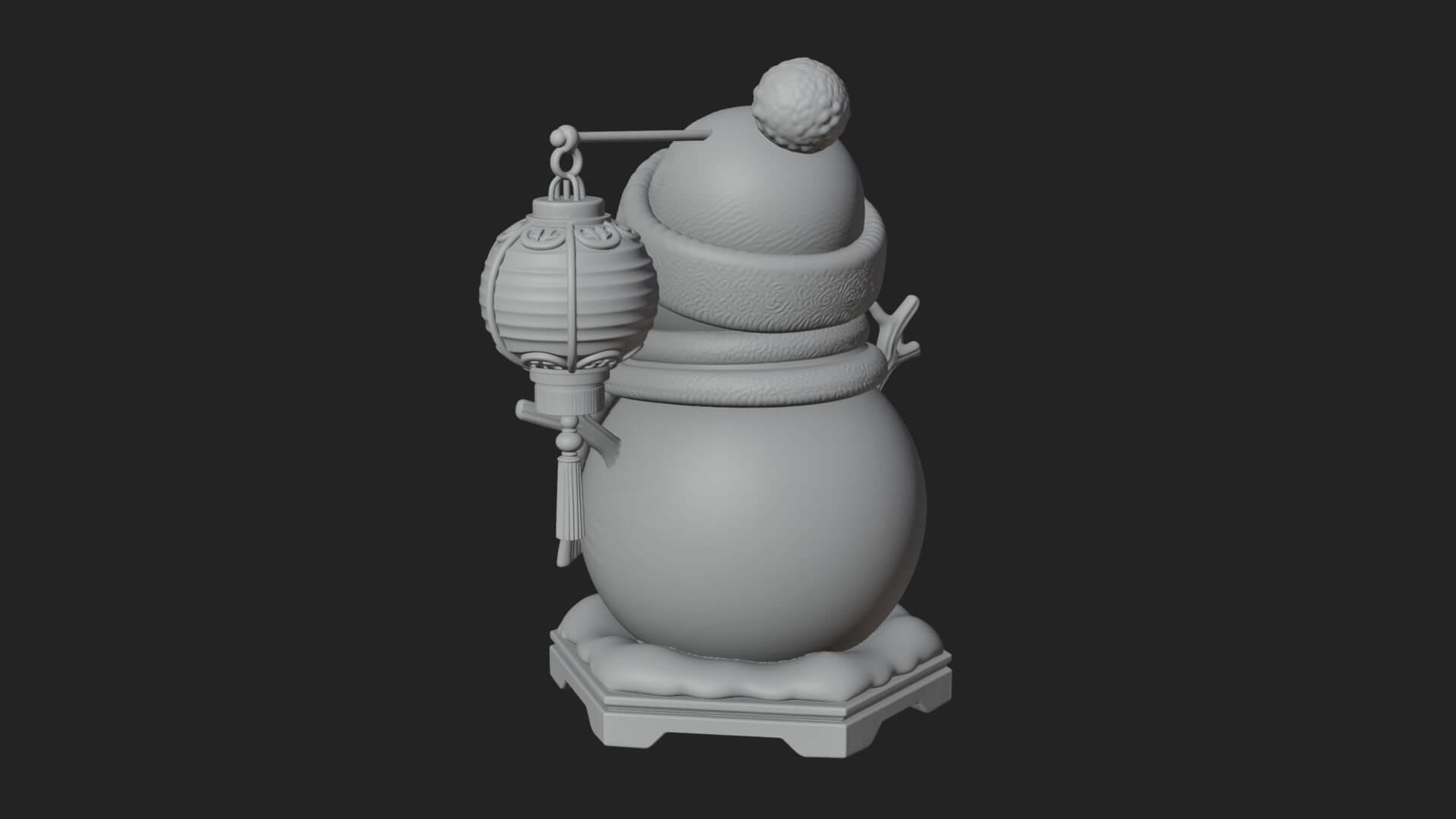 Knit Hat Snowman Statue Design 43 3D Print Model 3D Model