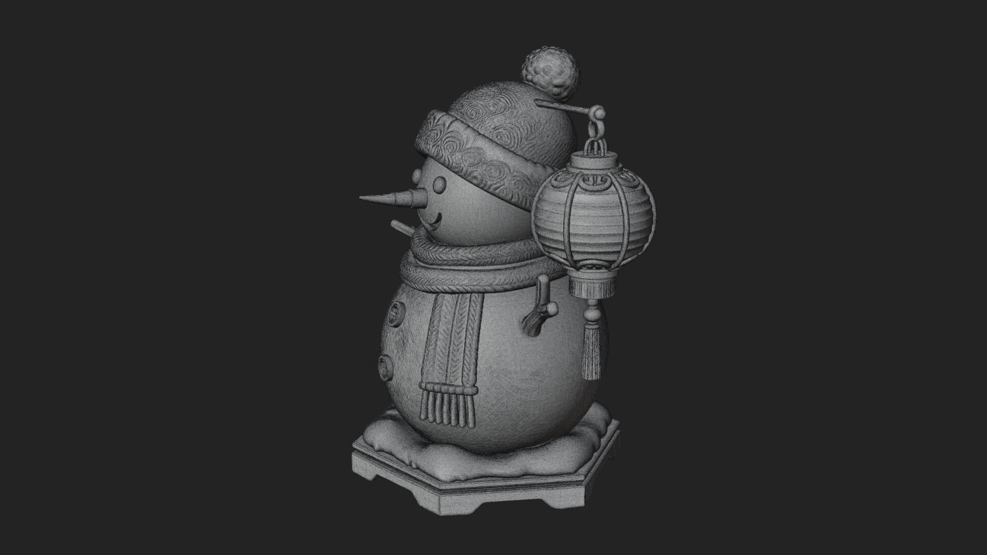 Knit Hat Snowman Statue Design 43 3D Print Model 3D Model
