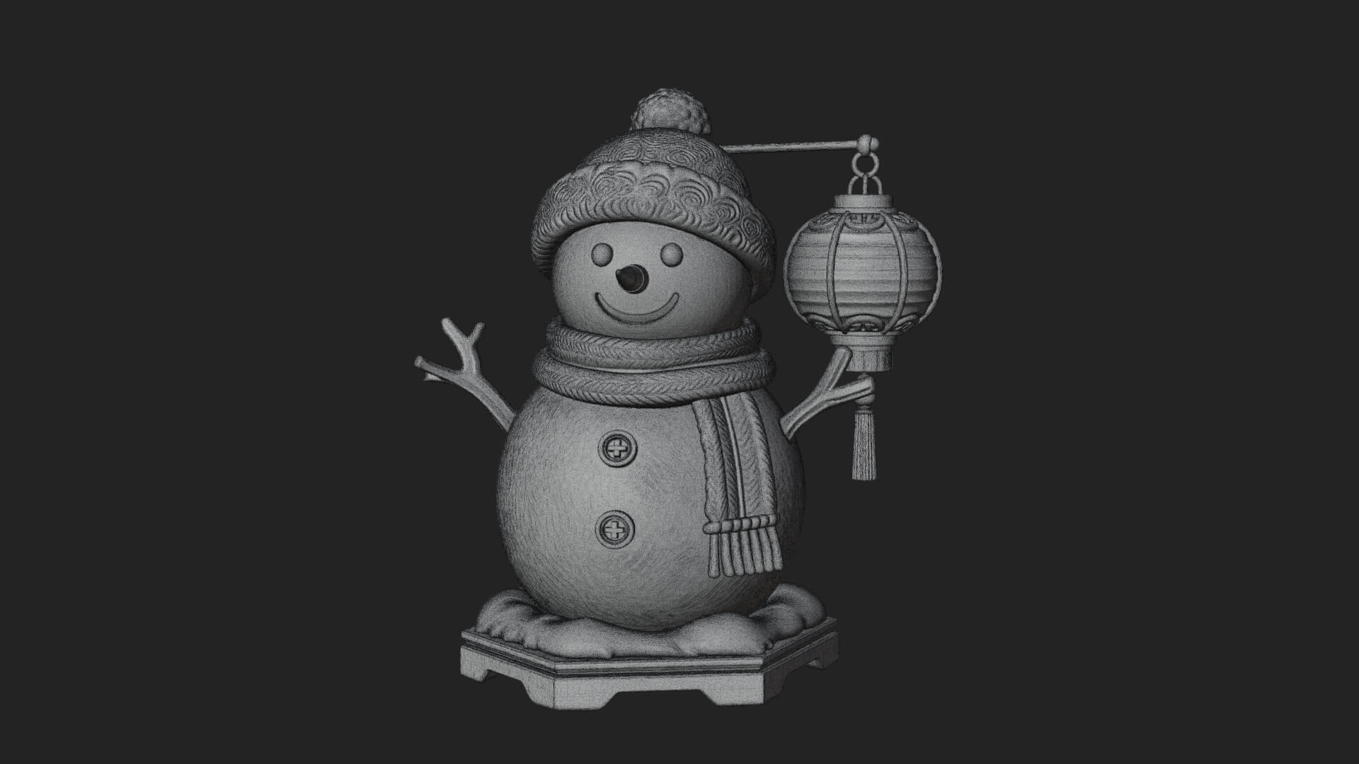Knit Hat Snowman Statue Design 43 3D Print Model 3D Model