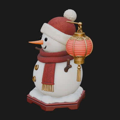 Knit Hat Snowman Statue Design 43 3D Print Model