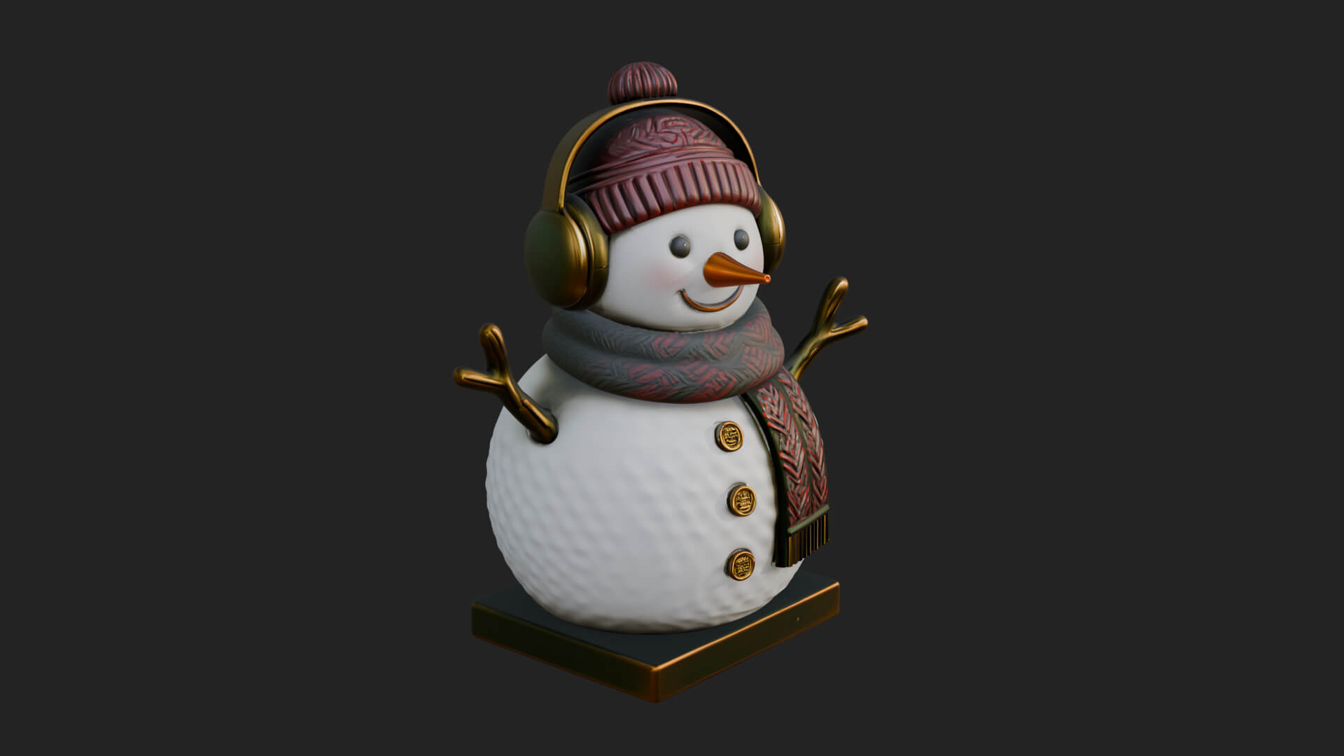 Knit Hat Snowman Statue Design 44 3D Print Model 3D Model