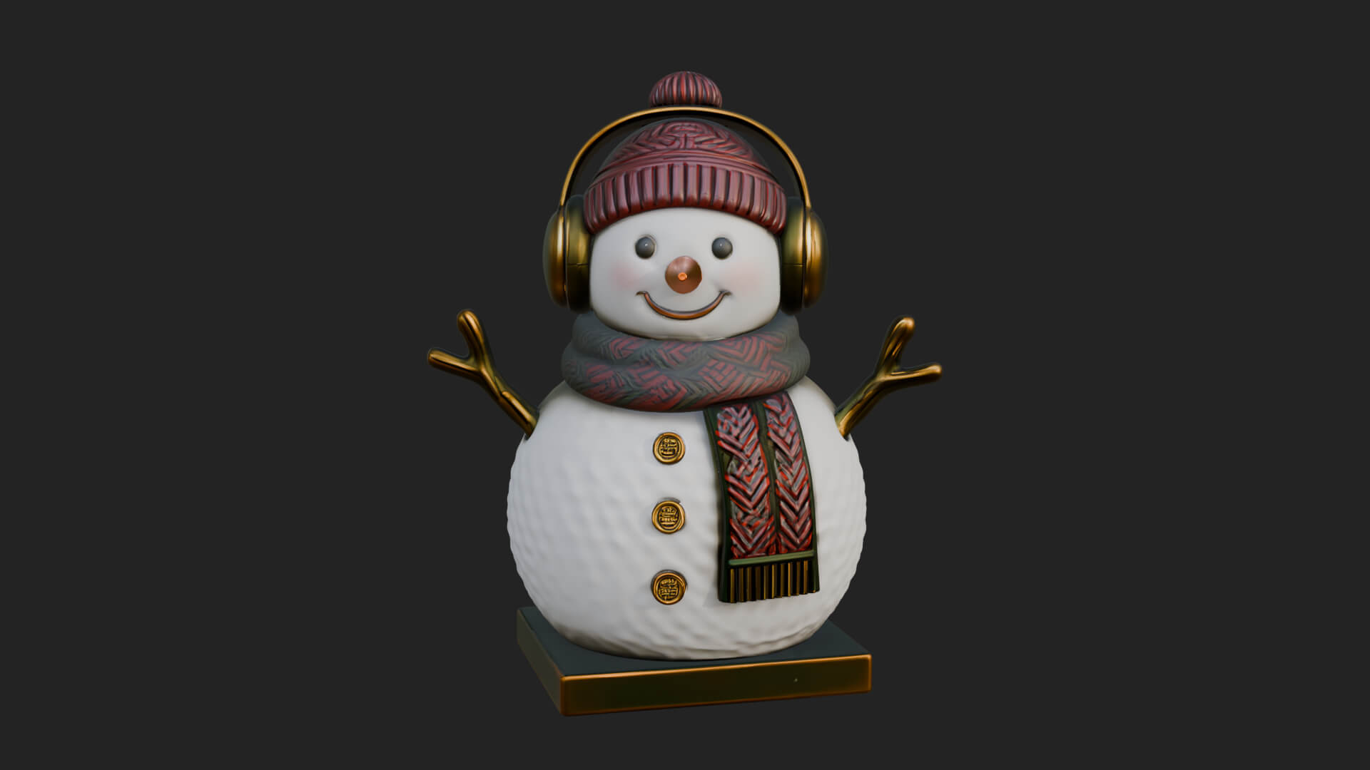 Knit Hat Snowman Statue Design 44 3D Print Model 3D Model