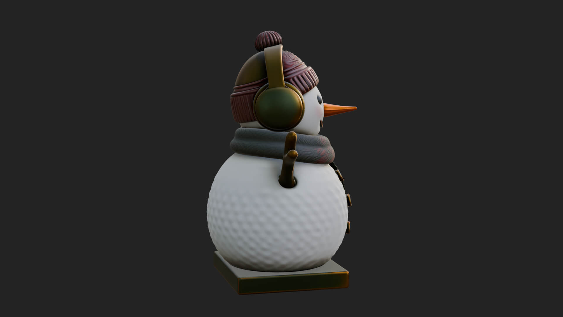 Knit Hat Snowman Statue Design 44 3D Print Model 3D Model