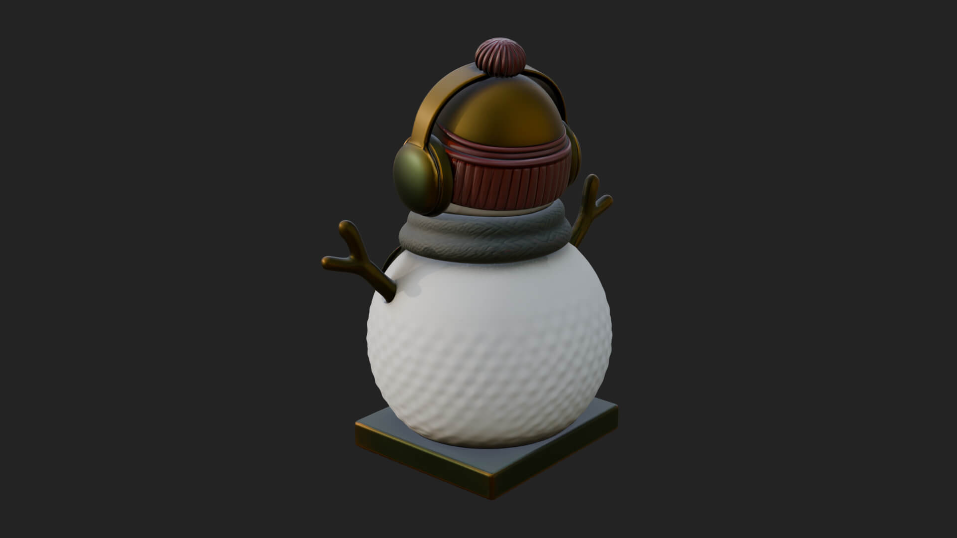 Knit Hat Snowman Statue Design 44 3D Print Model 3D Model