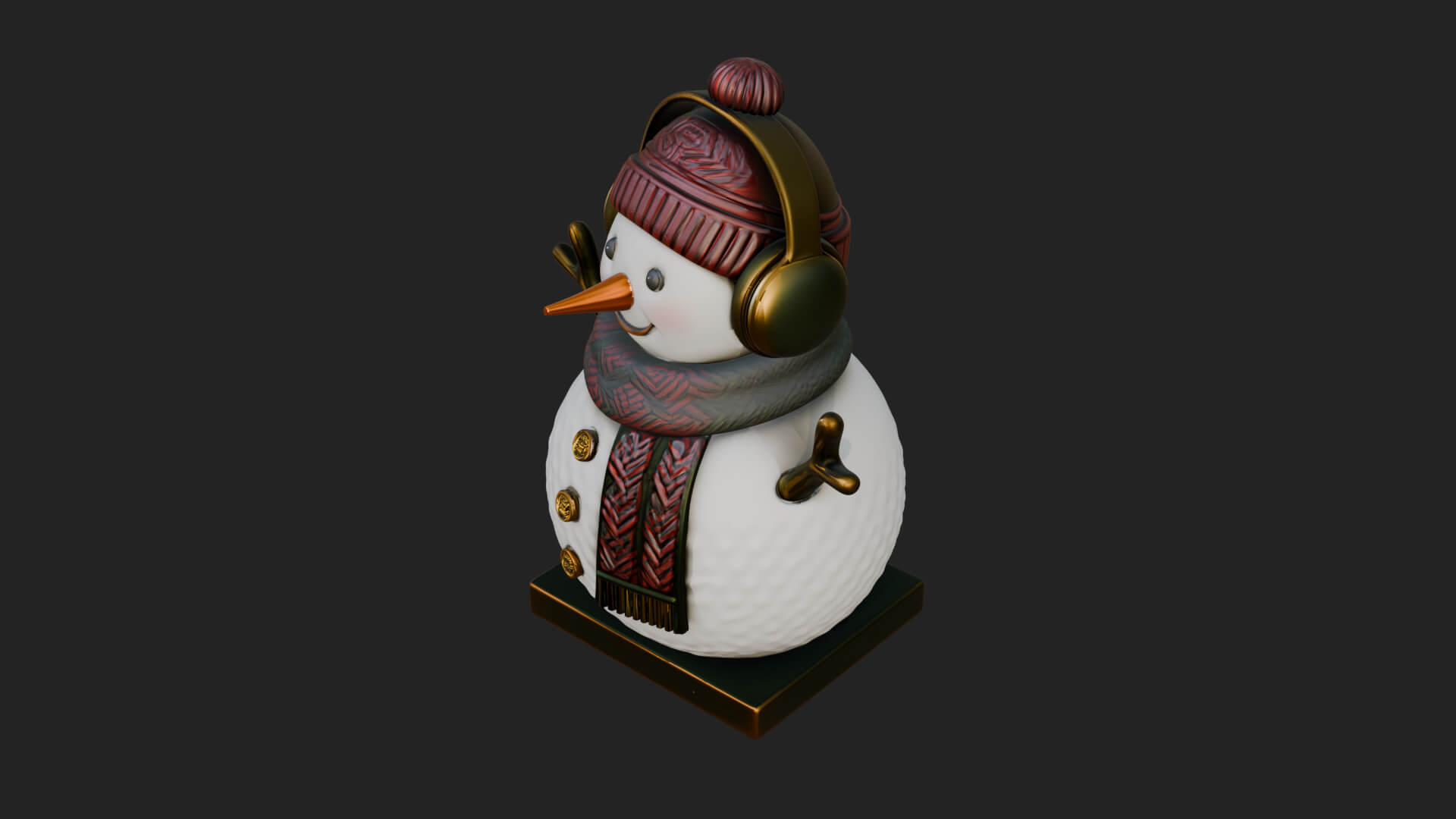 Knit Hat Snowman Statue Design 44 3D Print Model 3D Model