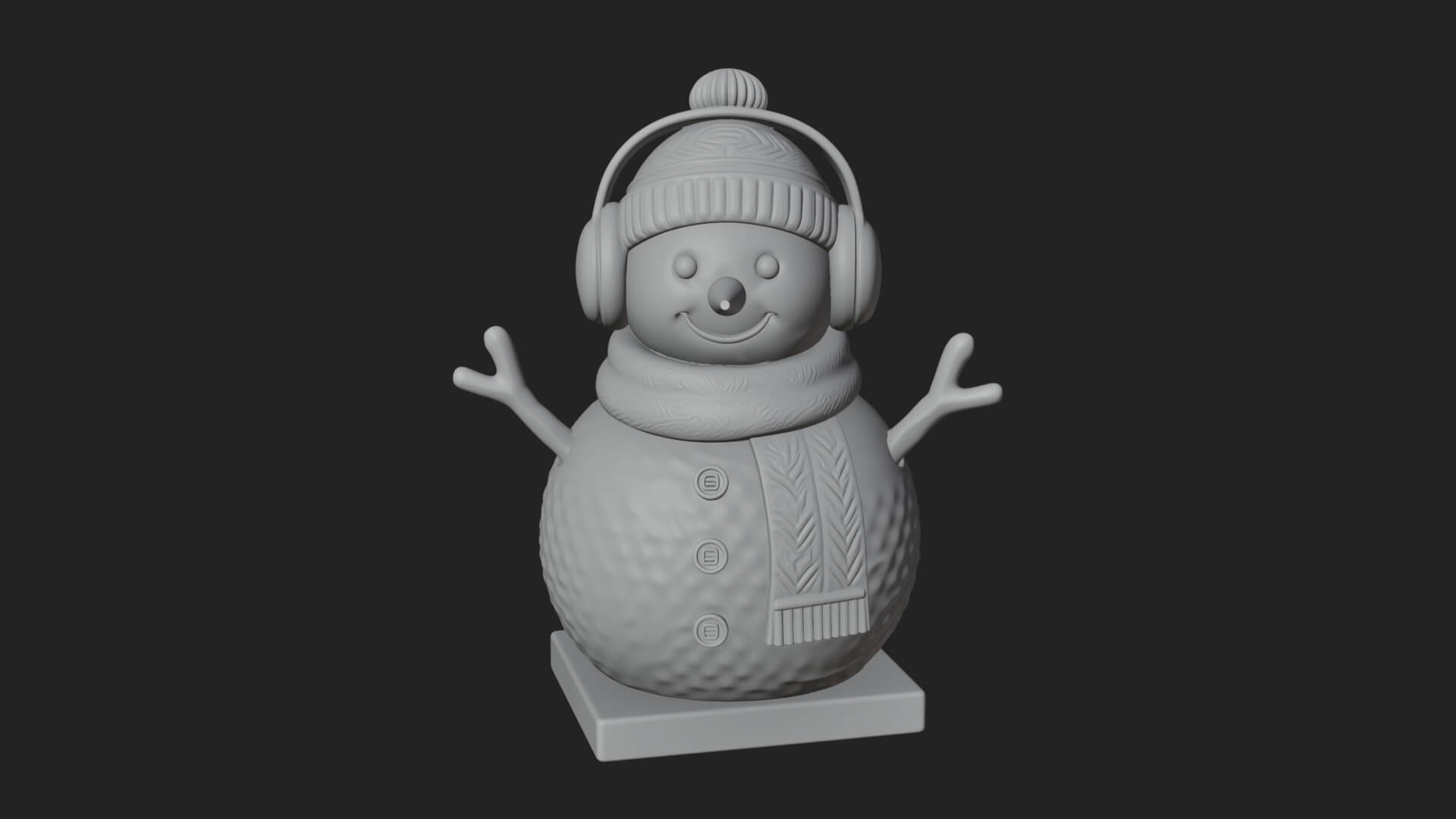 Knit Hat Snowman Statue Design 44 3D Print Model 3D Model