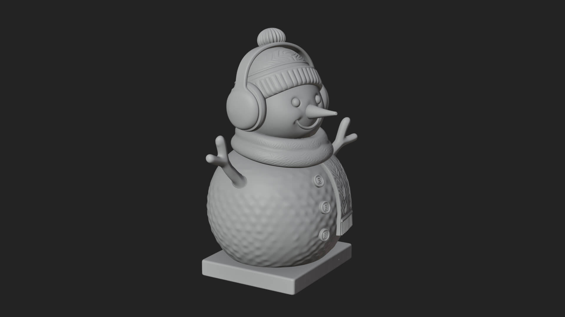 Knit Hat Snowman Statue Design 44 3D Print Model 3D Model