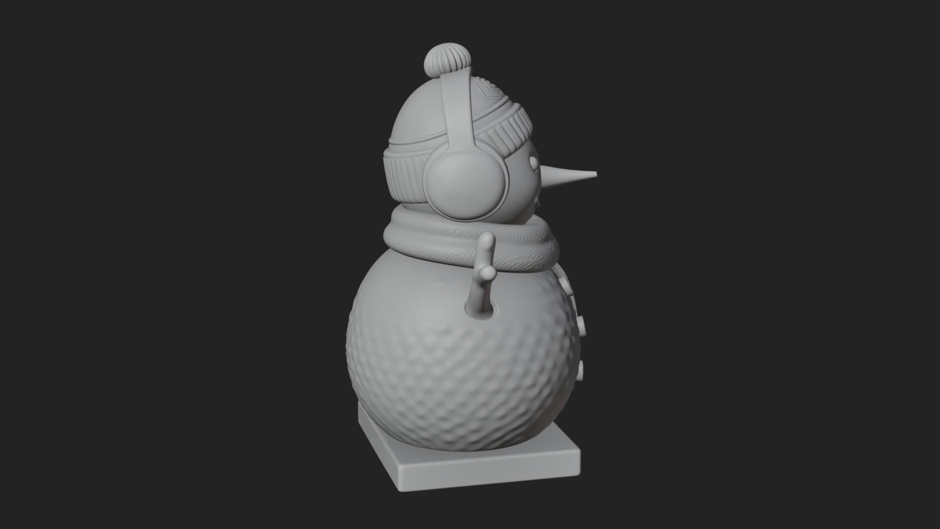 Knit Hat Snowman Statue Design 44 3D Print Model 3D Model