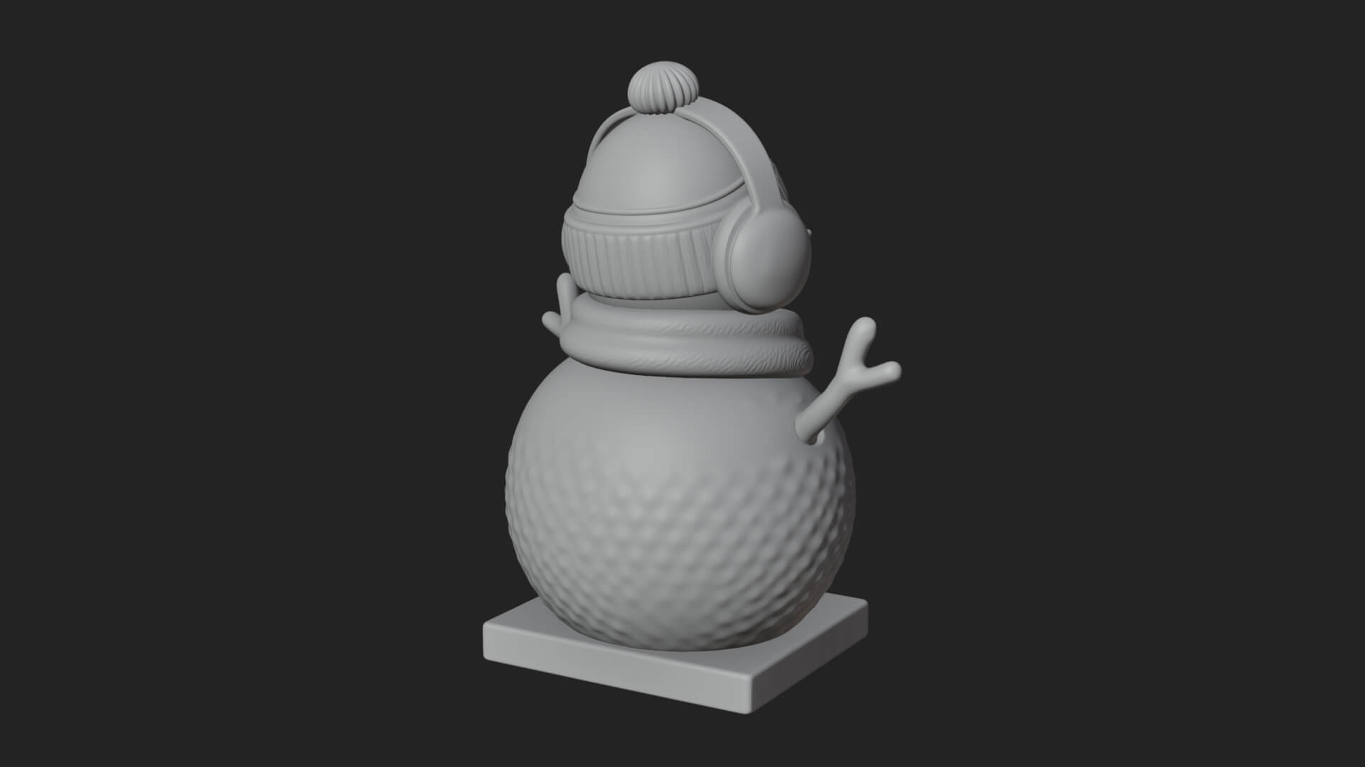 Knit Hat Snowman Statue Design 44 3D Print Model 3D Model