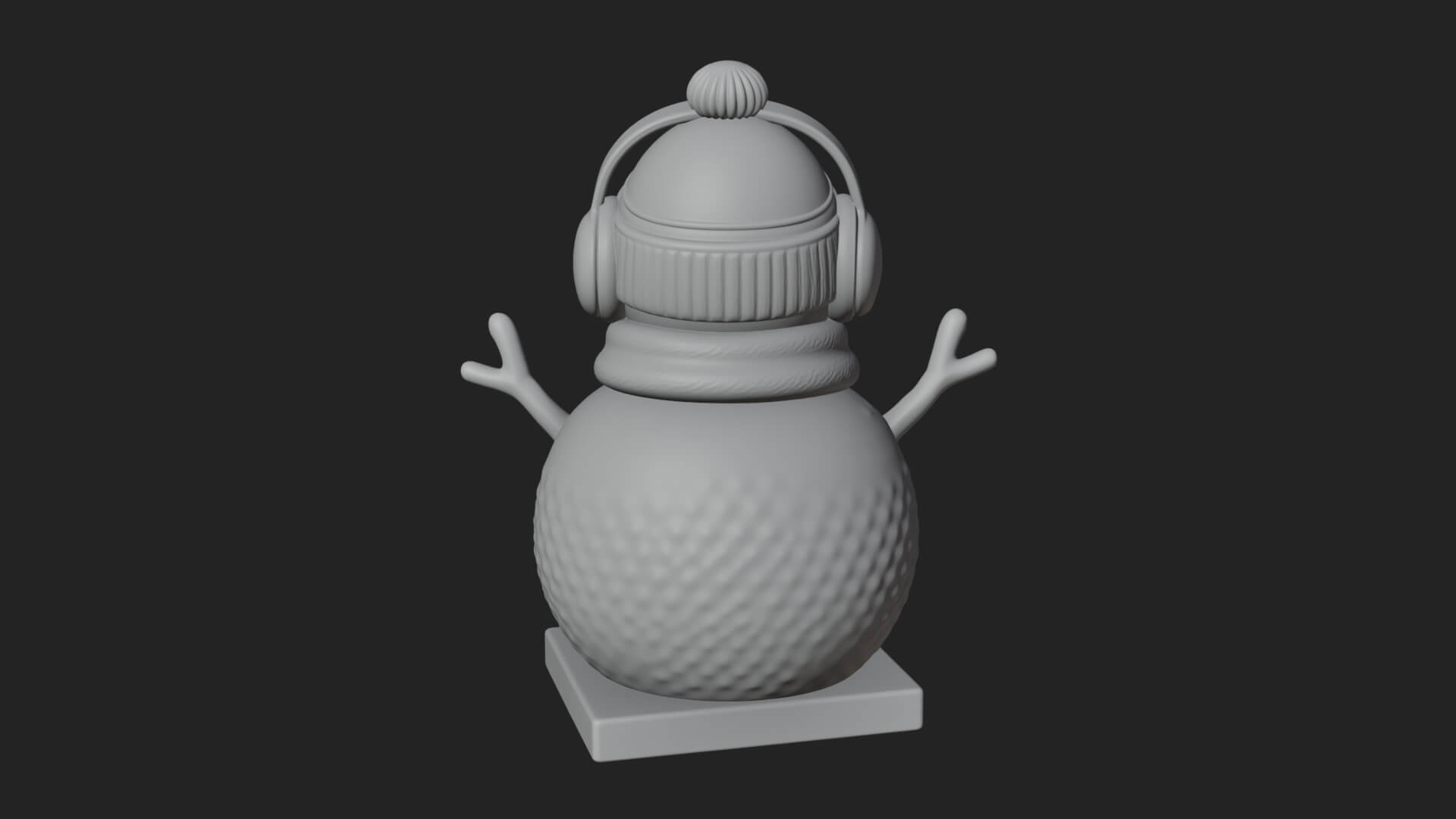 Knit Hat Snowman Statue Design 44 3D Print Model 3D Model
