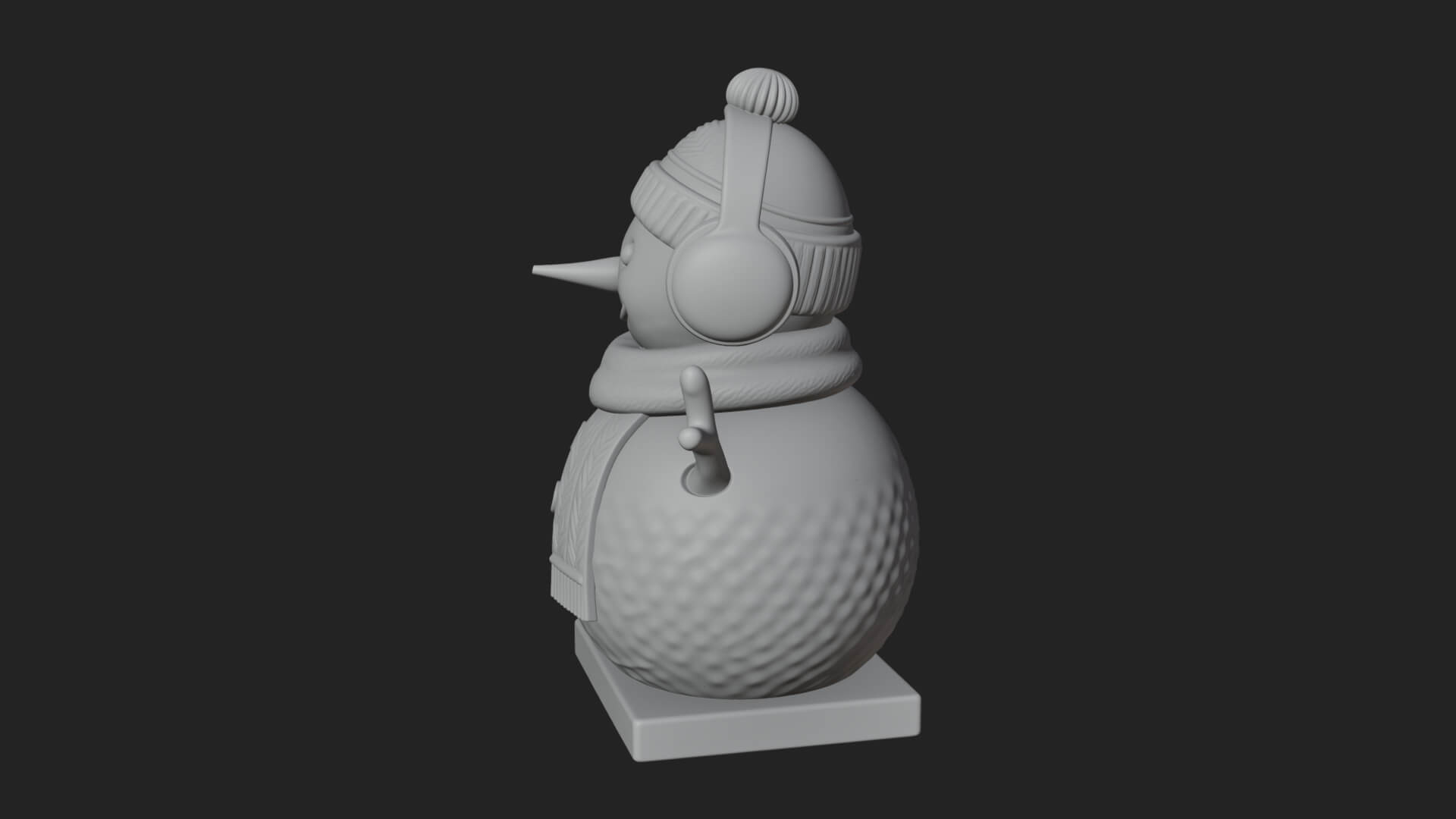 Knit Hat Snowman Statue Design 44 3D Print Model 3D Model