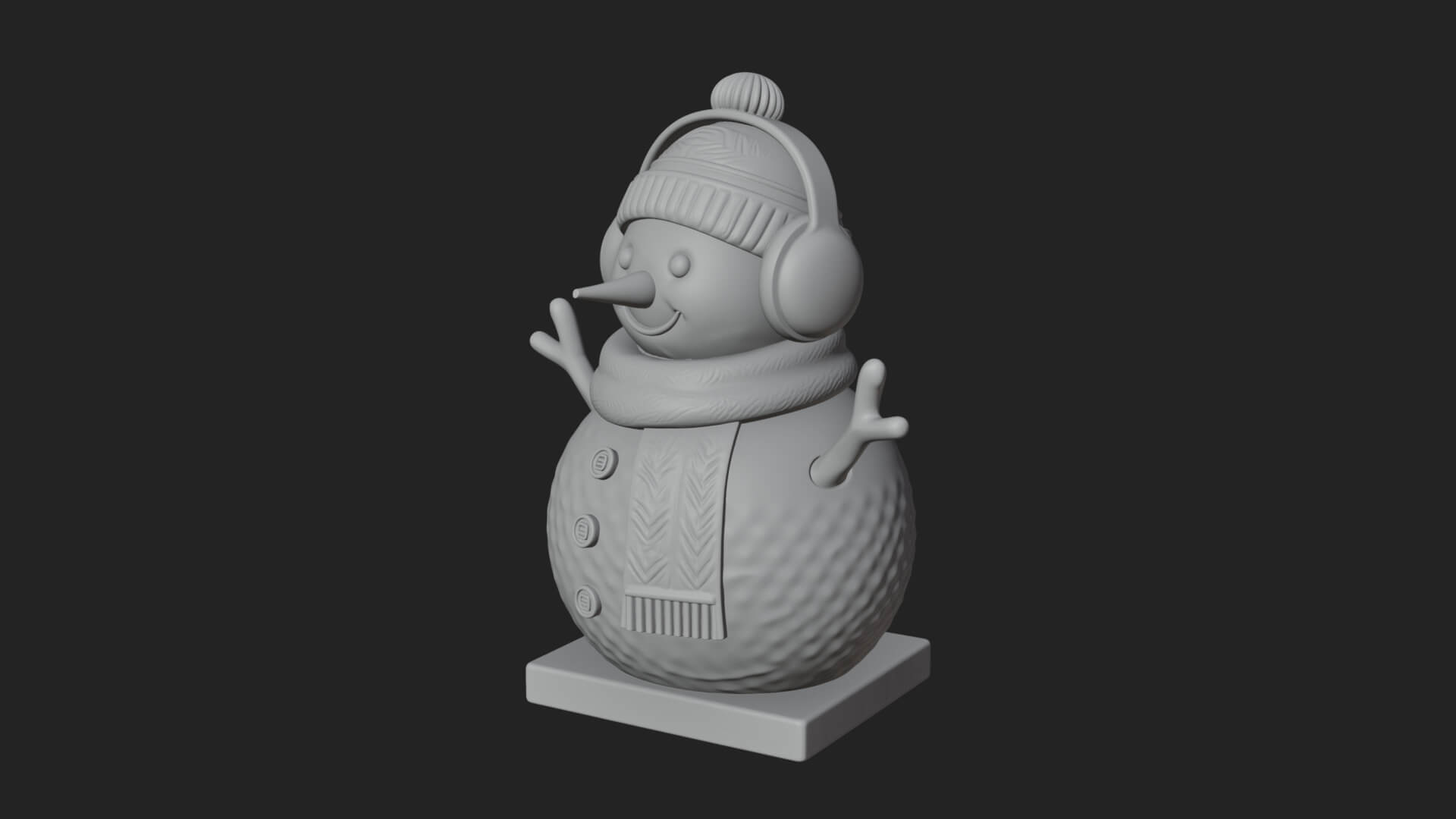 Knit Hat Snowman Statue Design 44 3D Print Model 3D Model