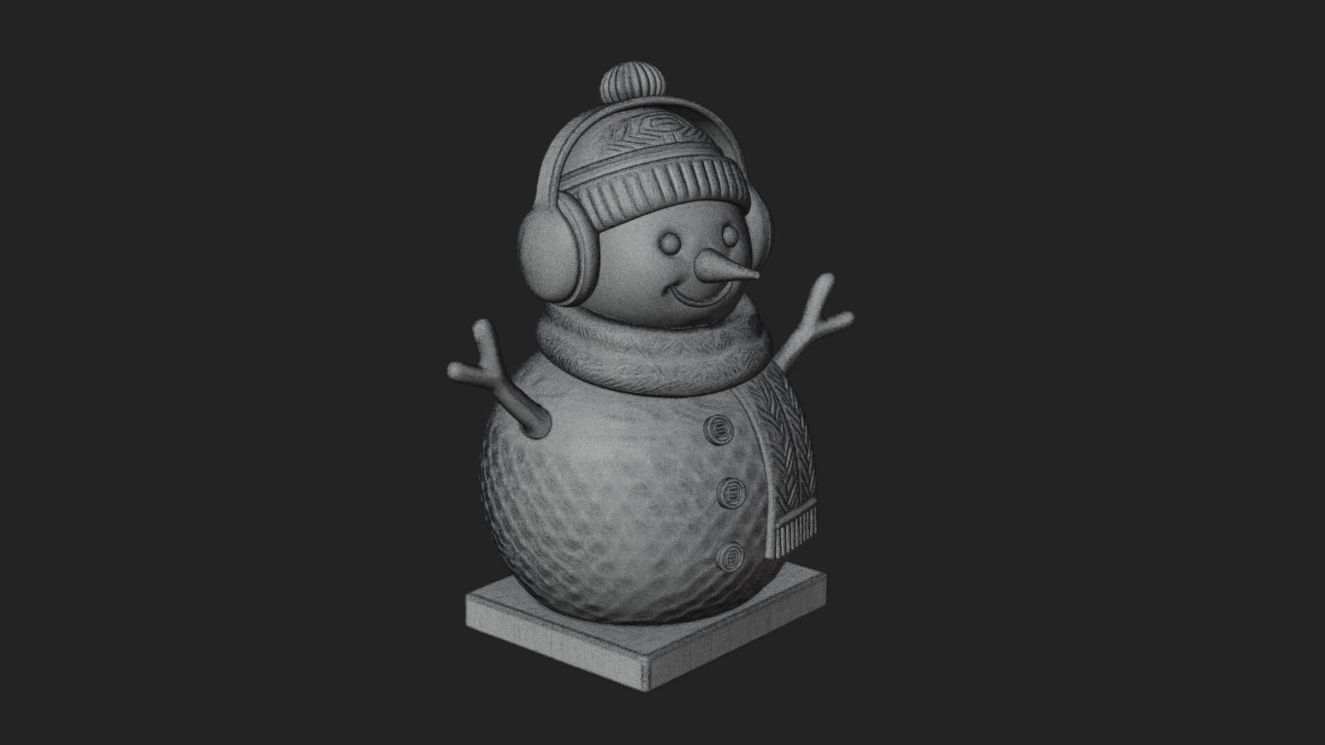 Knit Hat Snowman Statue Design 44 3D Print Model 3D Model