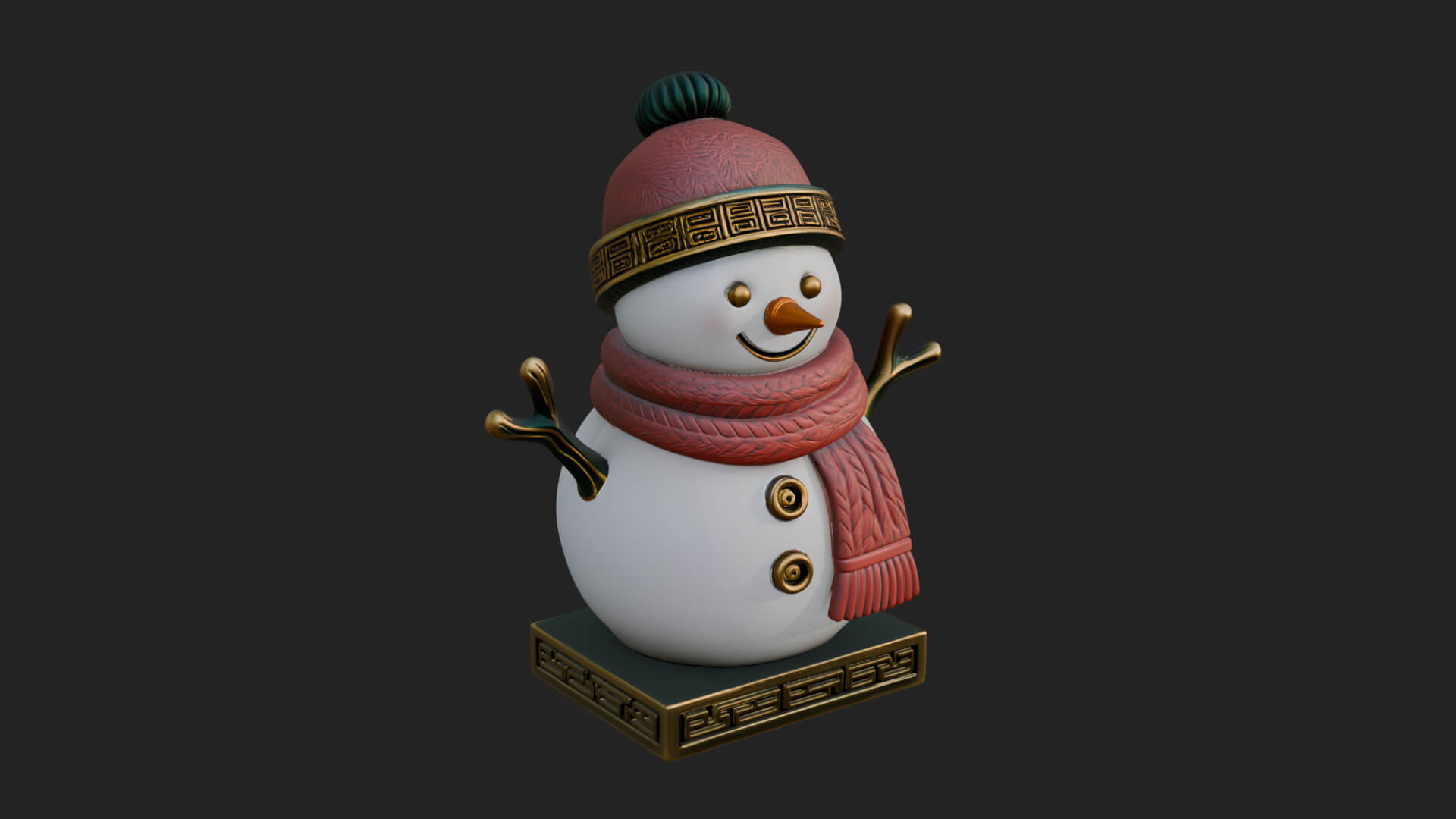 Knit Hat Snowman Statue Design 45 3D Print Model 3D Model