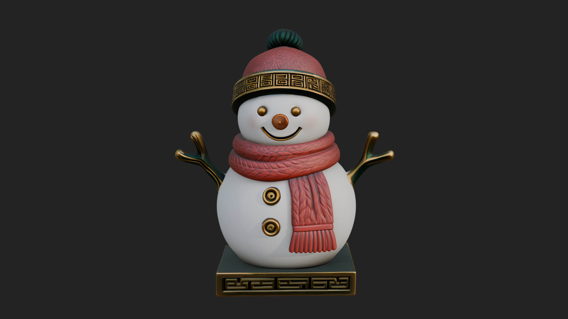Knit Hat Snowman Statue Design 45 3D Print Model 3D Model