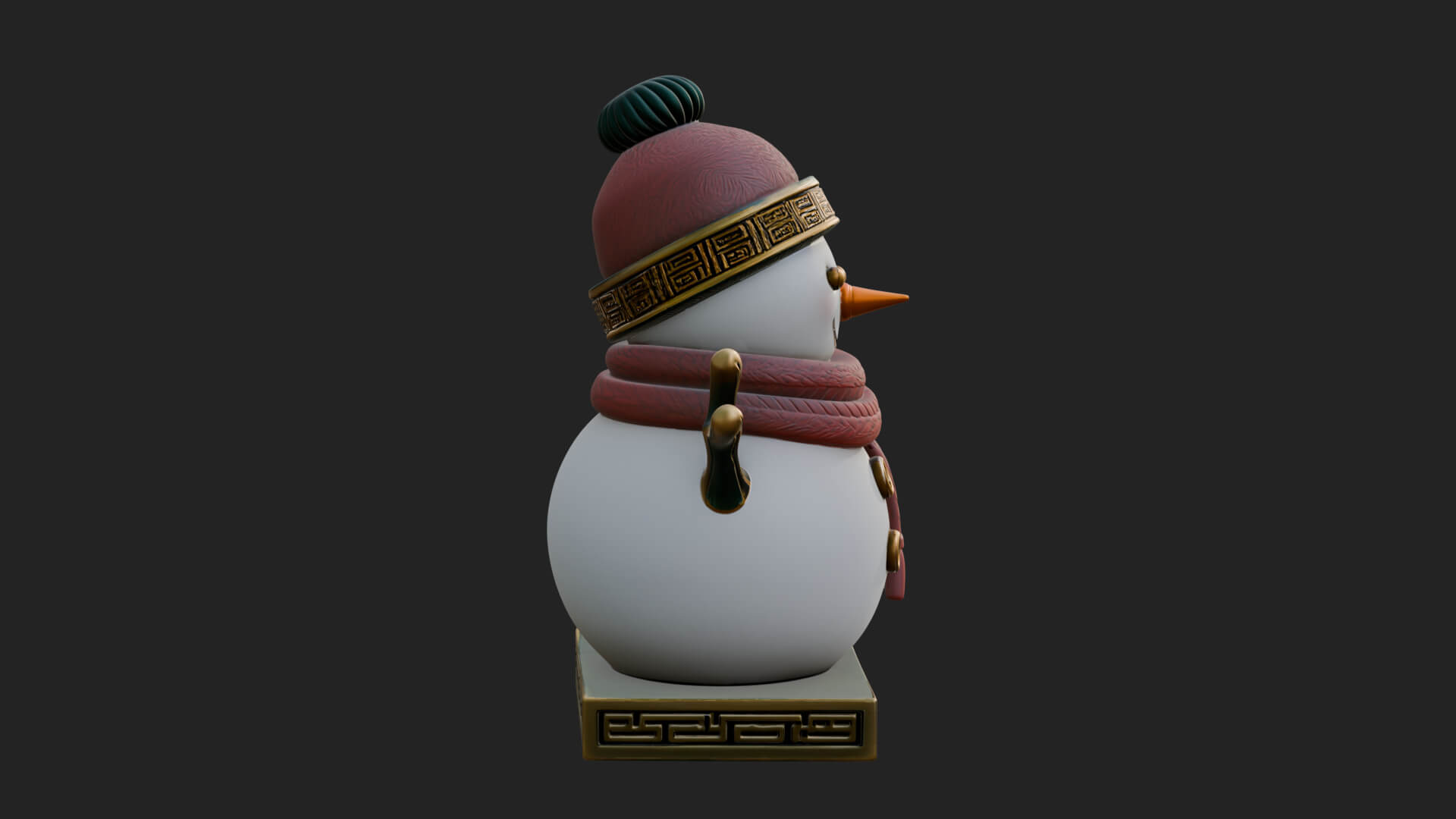Knit Hat Snowman Statue Design 45 3D Print Model 3D Model