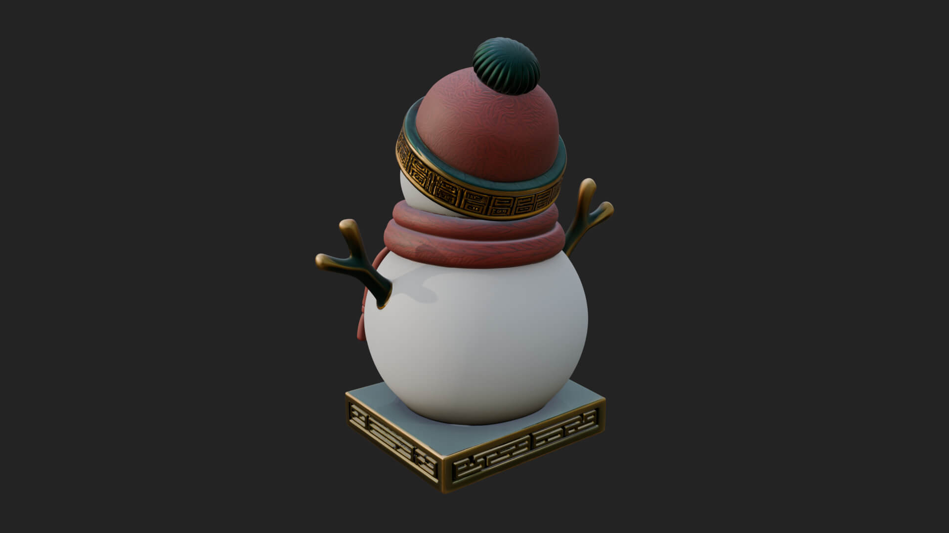Knit Hat Snowman Statue Design 45 3D Print Model 3D Model