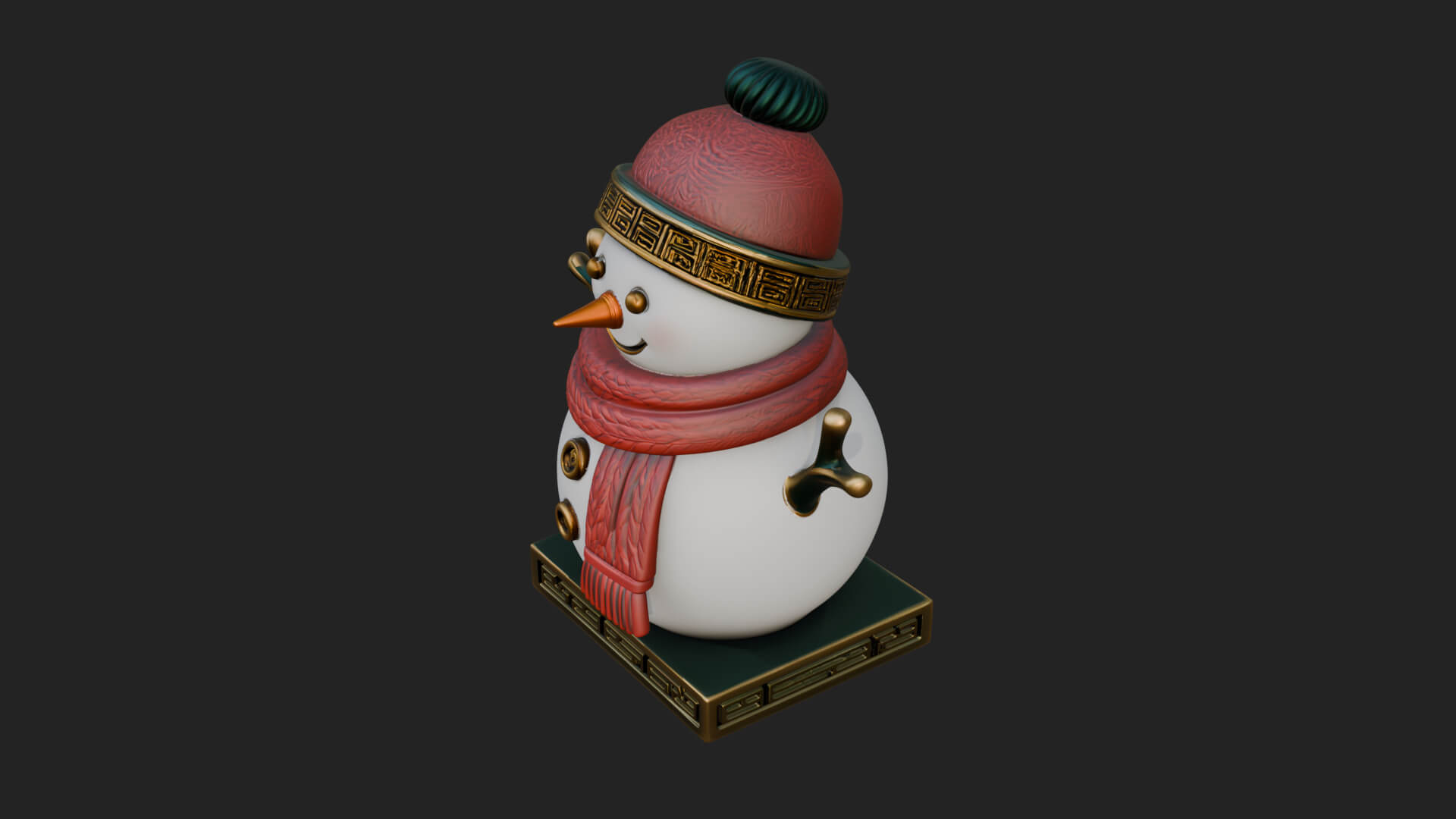 Knit Hat Snowman Statue Design 45 3D Print Model 3D Model