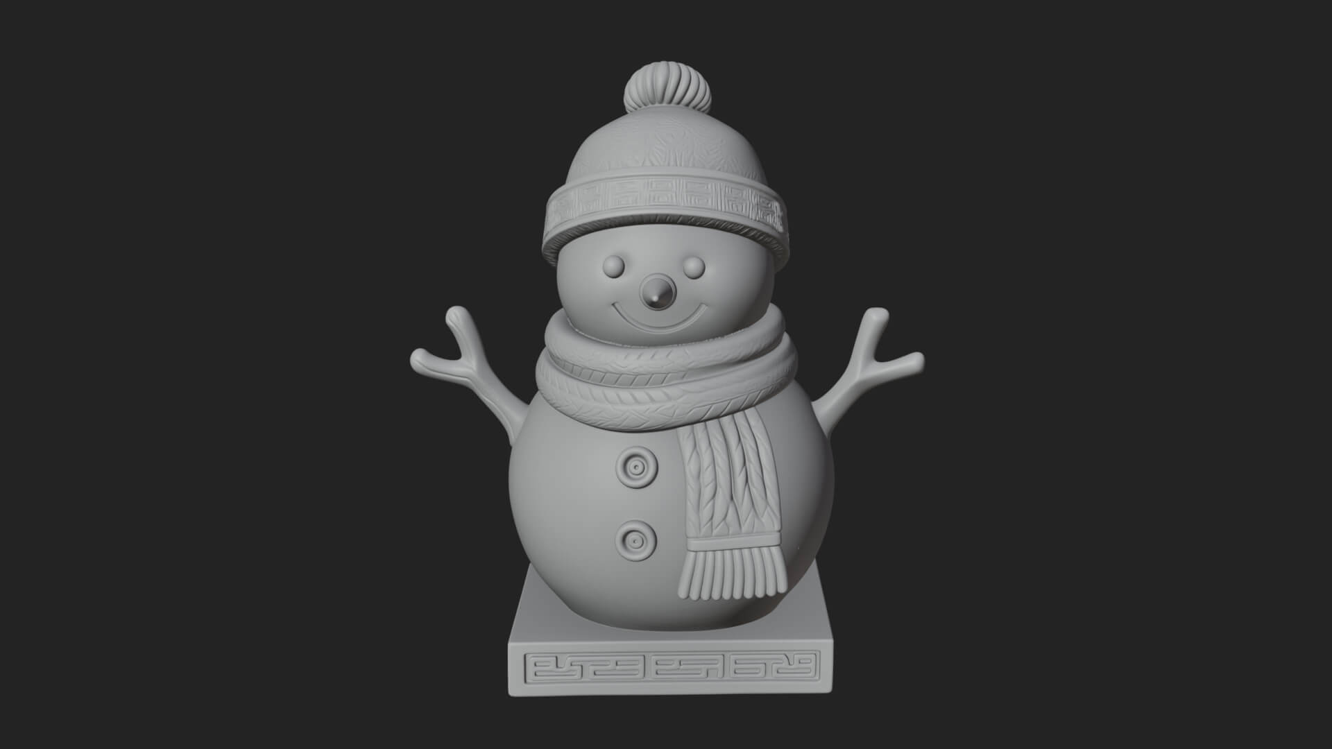 Knit Hat Snowman Statue Design 45 3D Print Model 3D Model