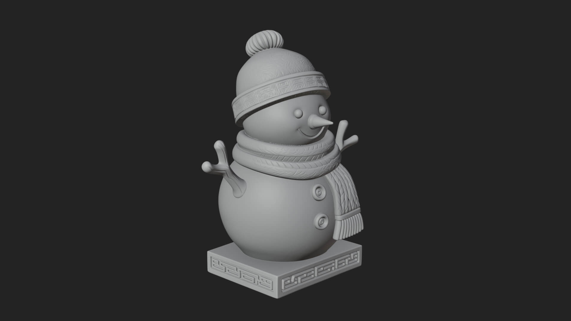 Knit Hat Snowman Statue Design 45 3D Print Model 3D Model
