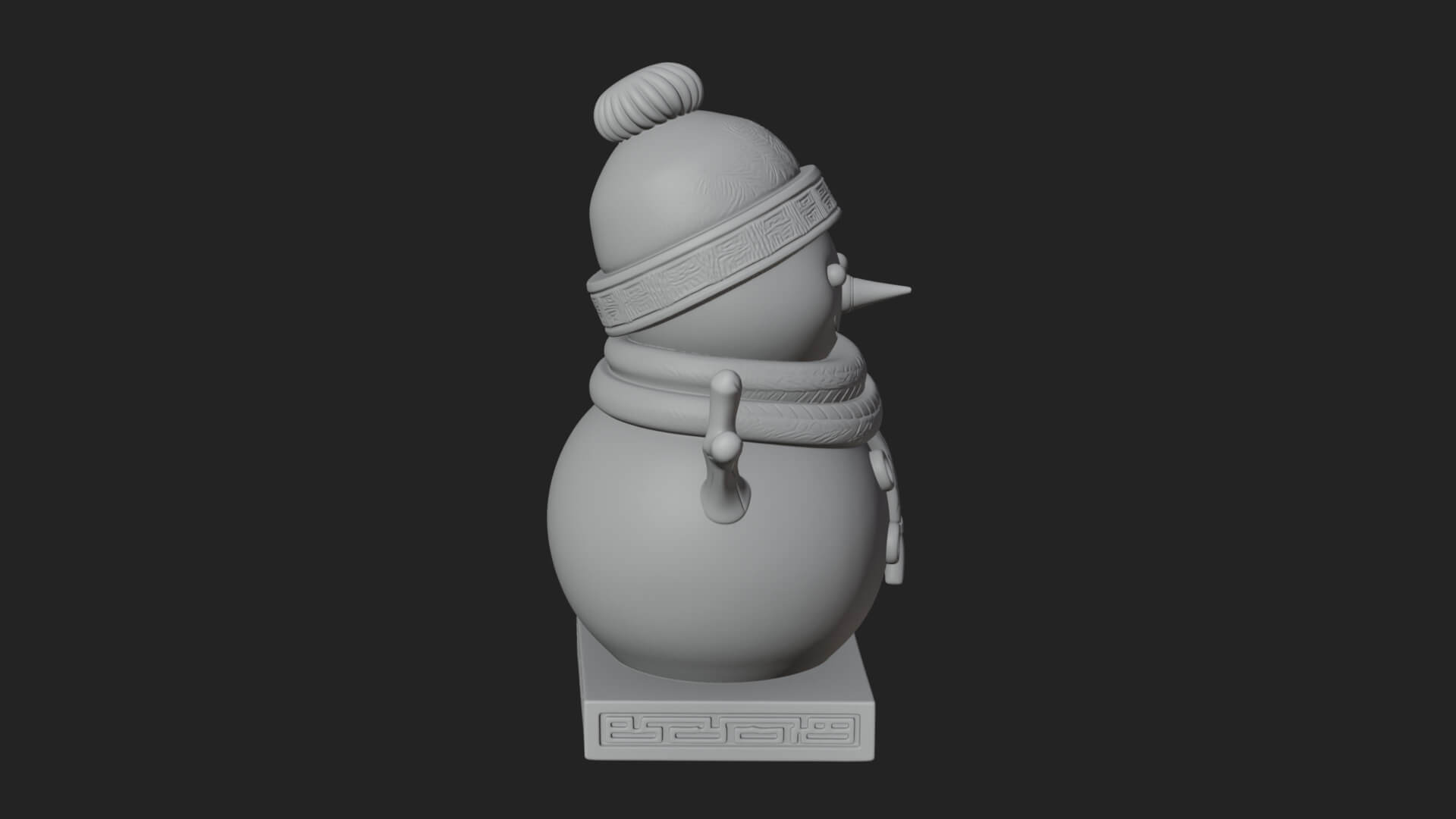 Knit Hat Snowman Statue Design 45 3D Print Model 3D Model