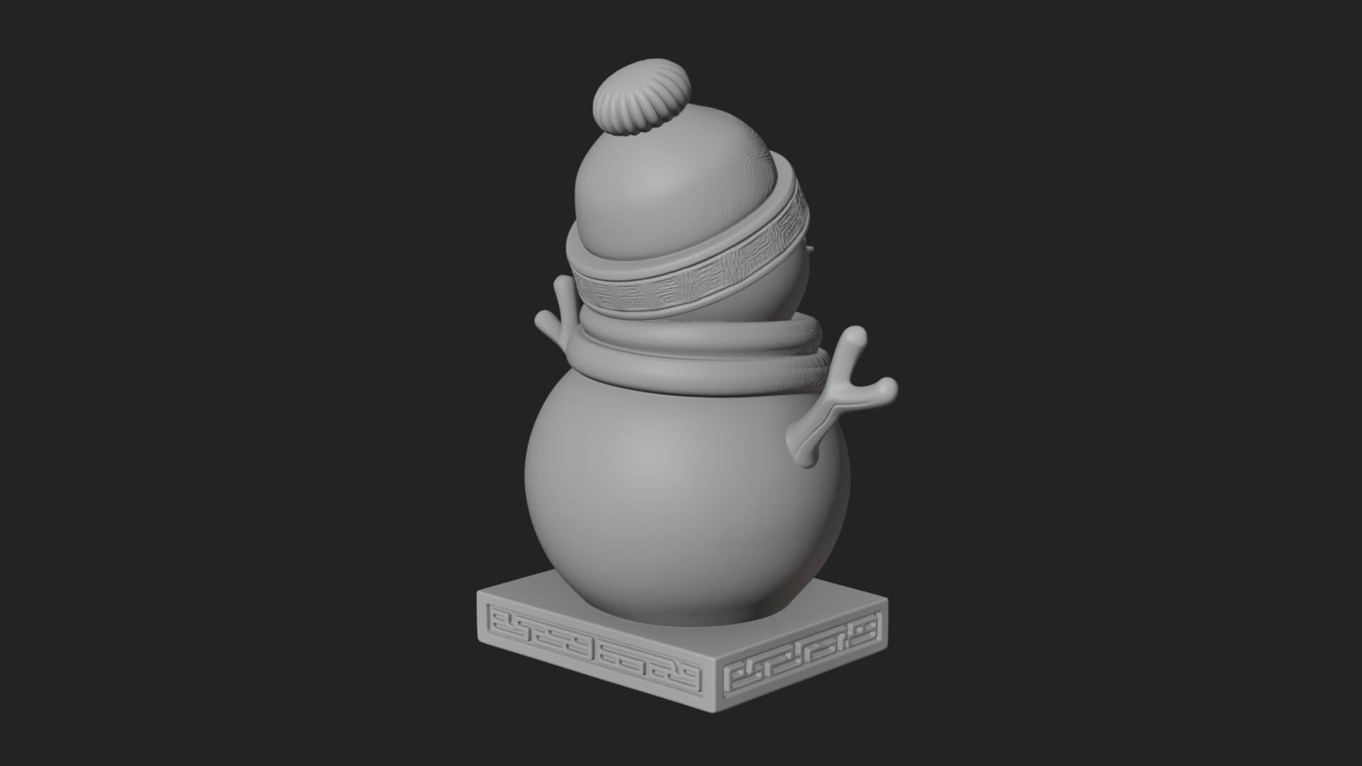 Knit Hat Snowman Statue Design 45 3D Print Model 3D Model