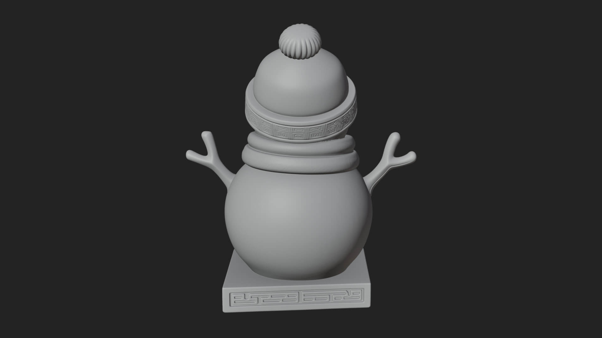 Knit Hat Snowman Statue Design 45 3D Print Model 3D Model
