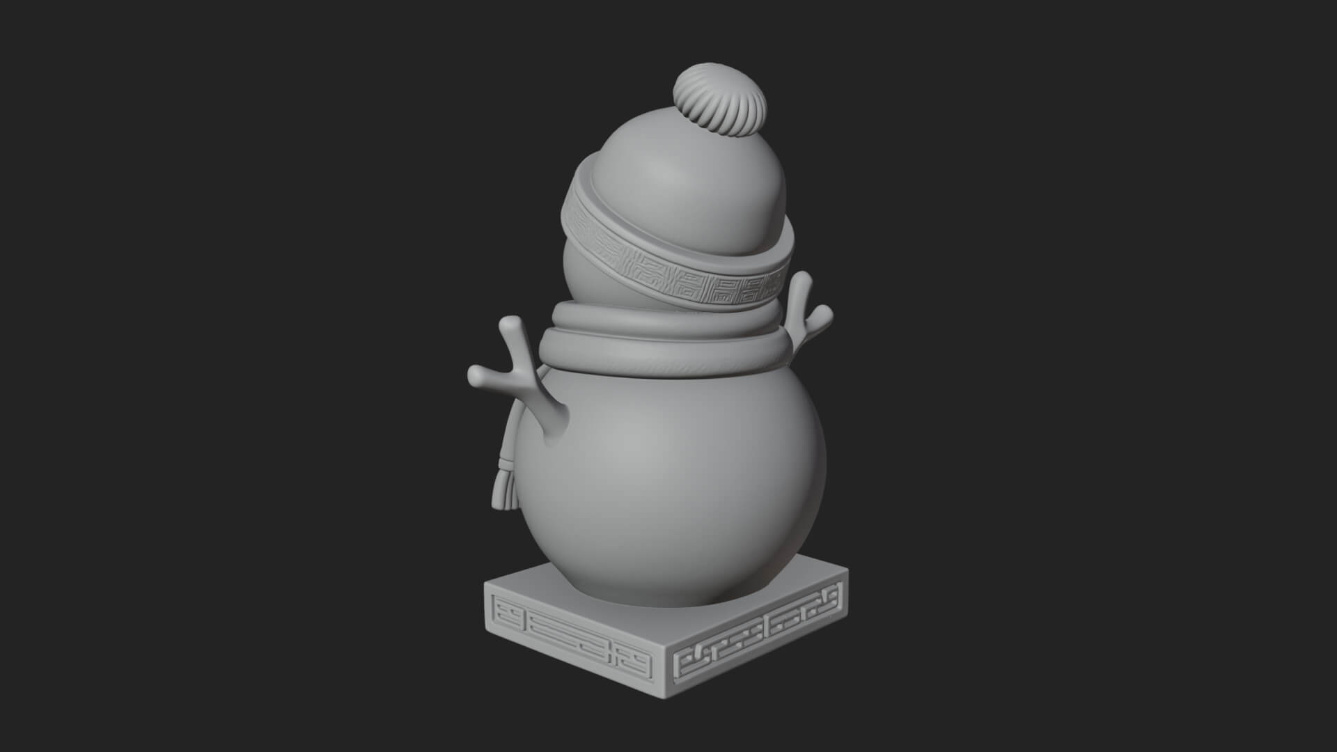 Knit Hat Snowman Statue Design 45 3D Print Model 3D Model