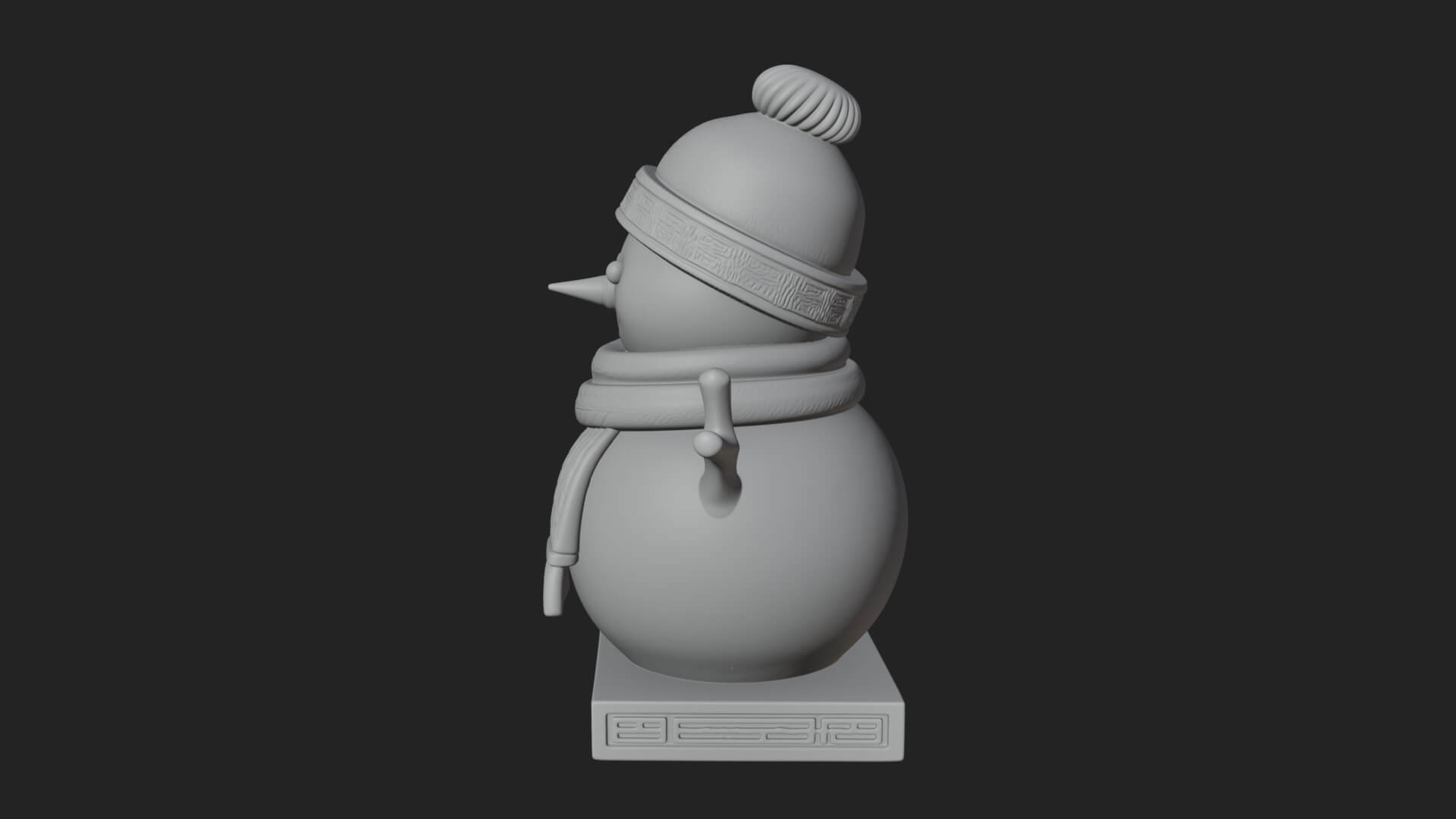 Knit Hat Snowman Statue Design 45 3D Print Model 3D Model