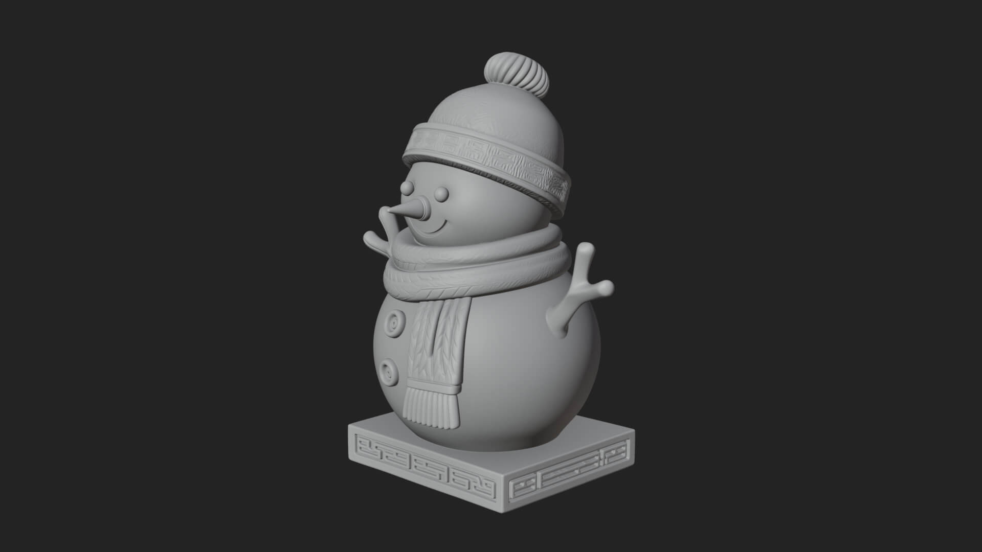 Knit Hat Snowman Statue Design 45 3D Print Model 3D Model