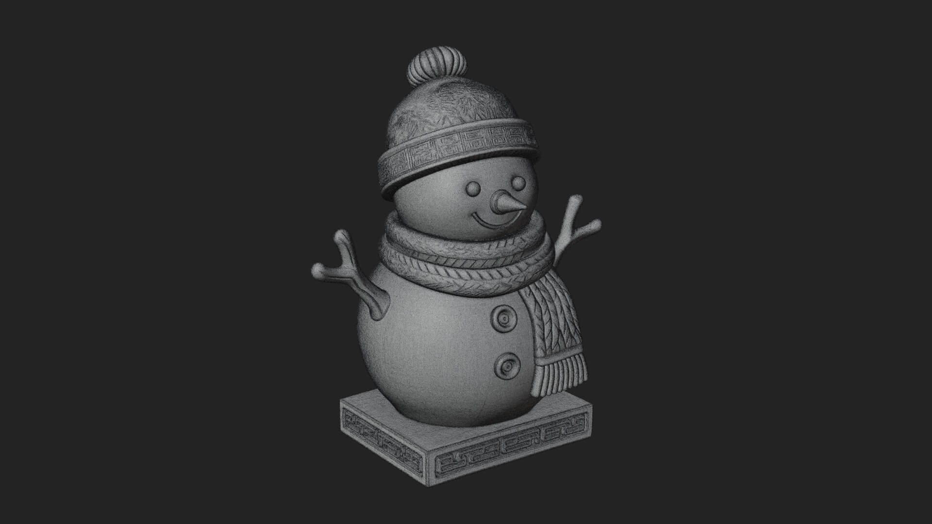 Knit Hat Snowman Statue Design 45 3D Print Model 3D Model