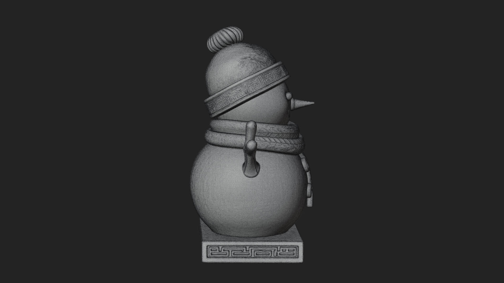 Knit Hat Snowman Statue Design 45 3D Print Model 3D Model