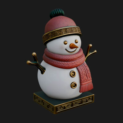 Knit Hat Snowman Statue Design 45 3D Print Model