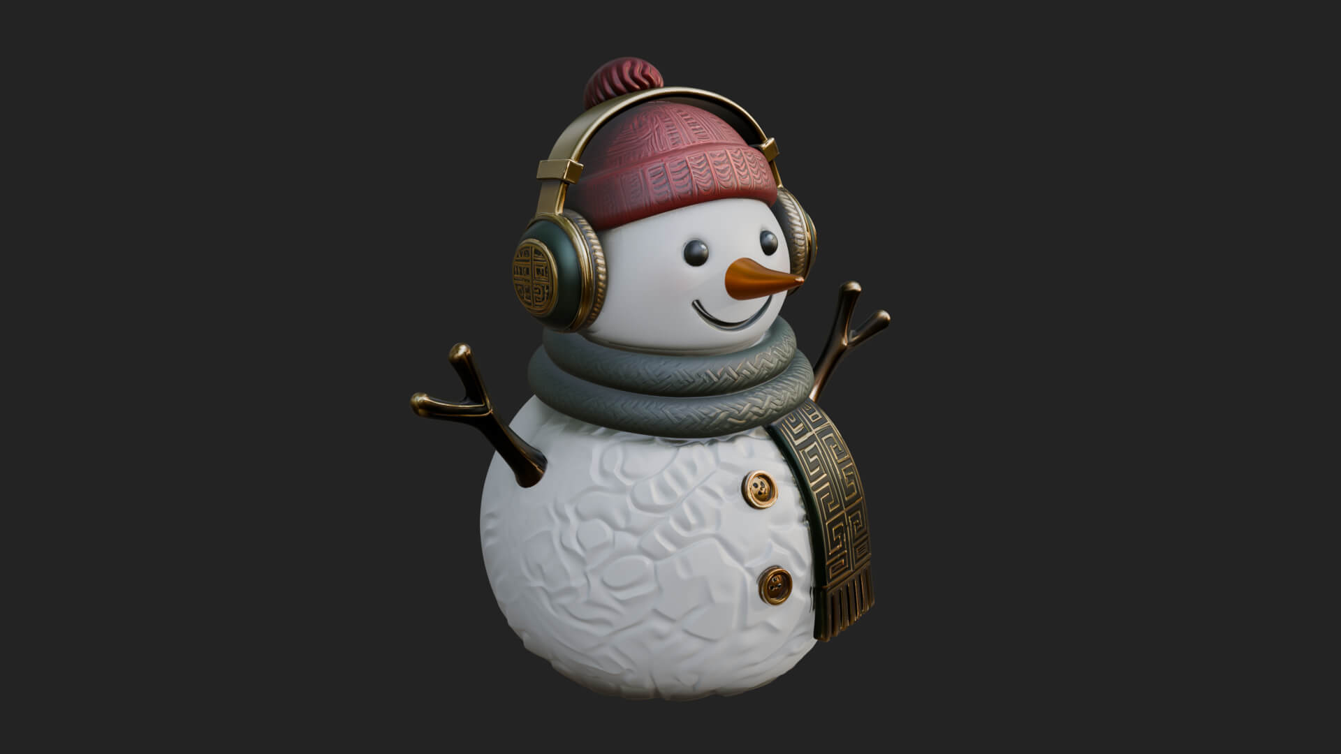 Knit Hat Snowman Statue Design 46 3D Print Model 3D Model