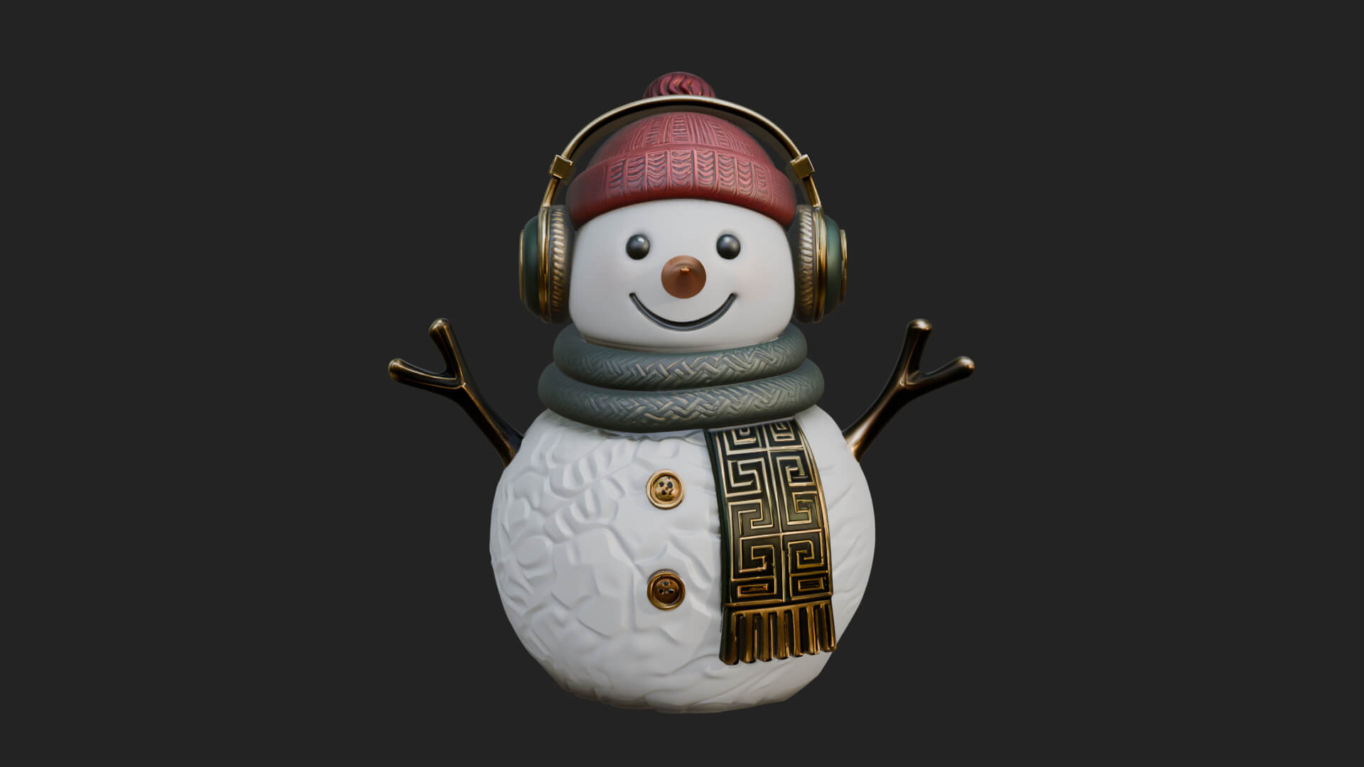 Knit Hat Snowman Statue Design 46 3D Print Model 3D Model