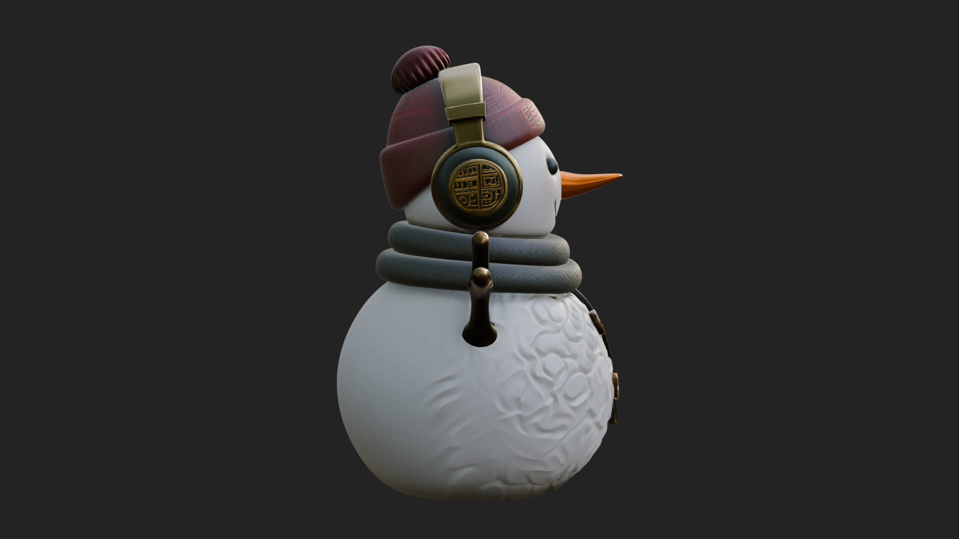 Knit Hat Snowman Statue Design 46 3D Print Model 3D Model
