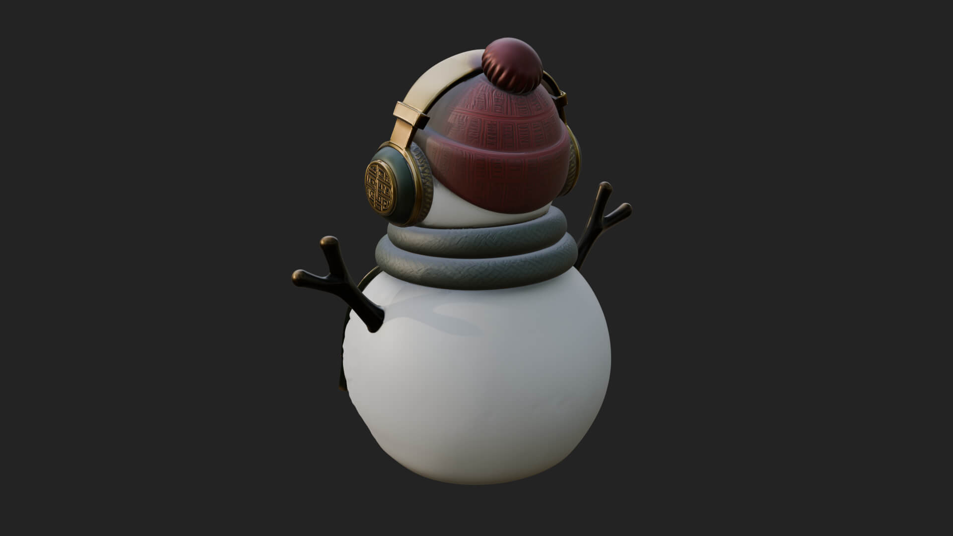 Knit Hat Snowman Statue Design 46 3D Print Model 3D Model