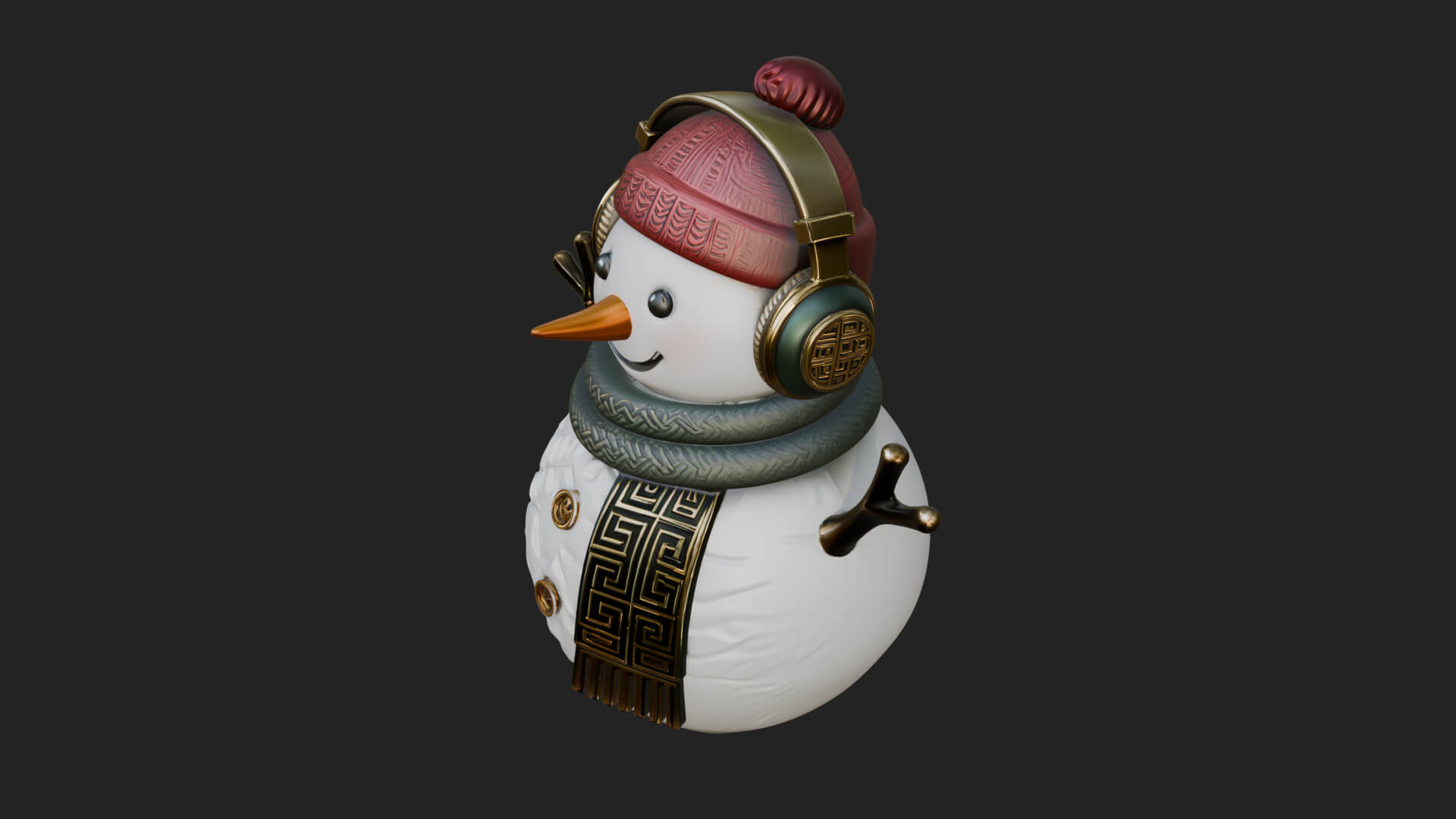 Knit Hat Snowman Statue Design 46 3D Print Model 3D Model