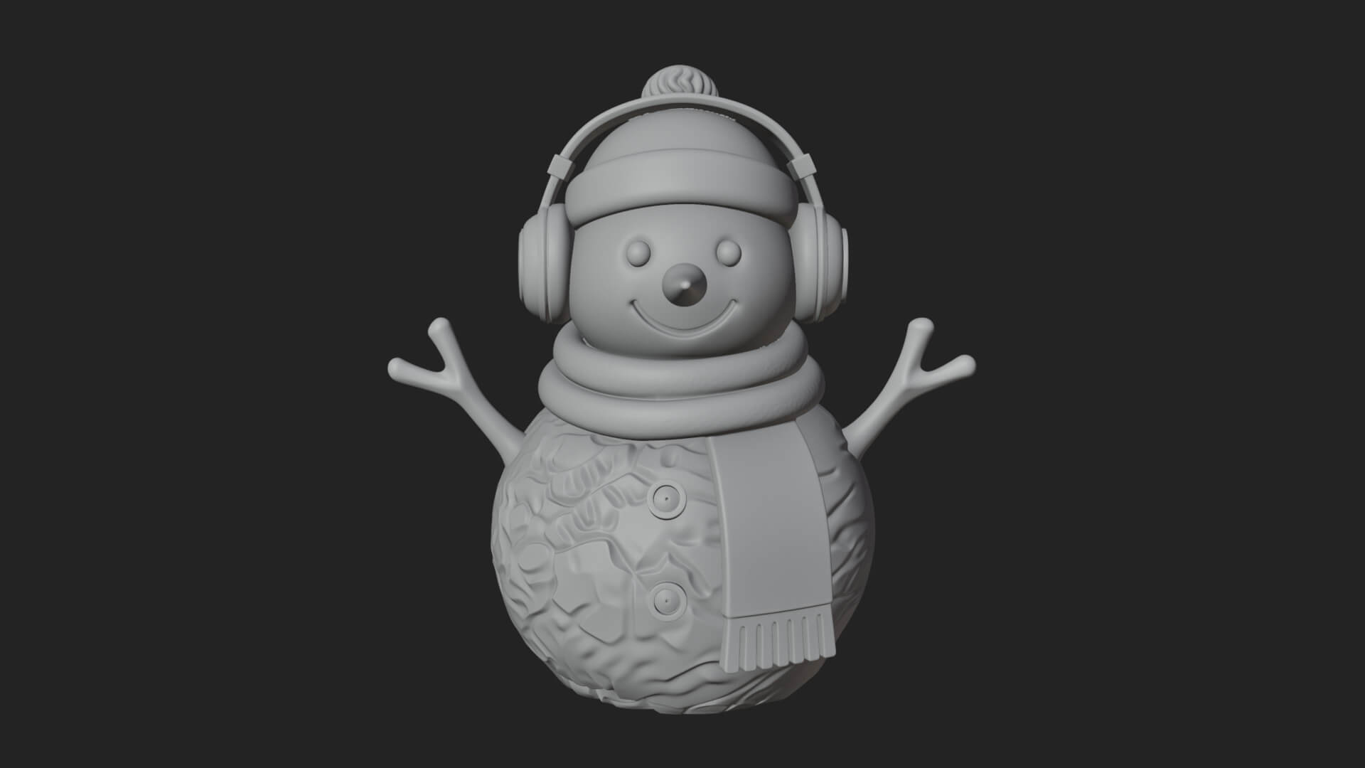 Knit Hat Snowman Statue Design 46 3D Print Model 3D Model