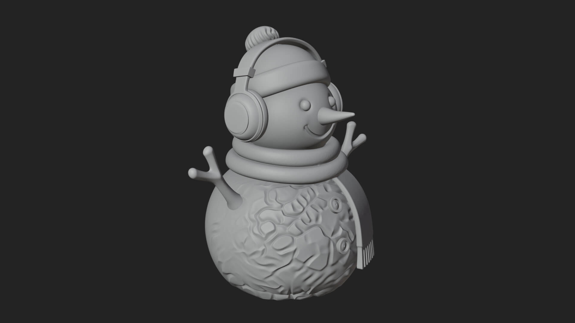 Knit Hat Snowman Statue Design 46 3D Print Model 3D Model